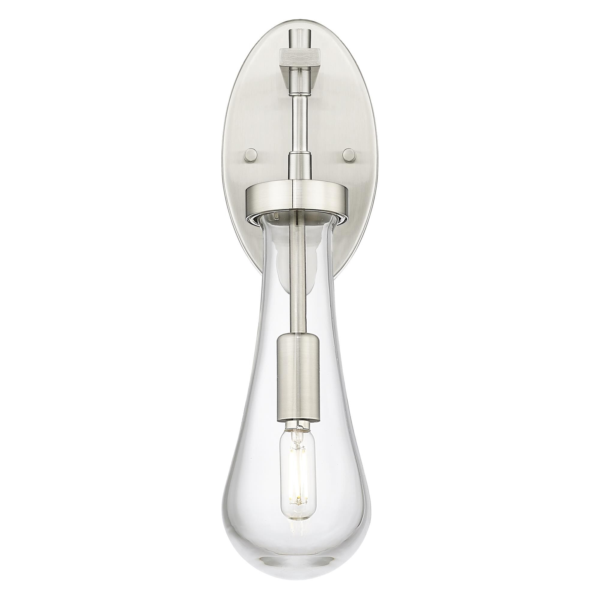 Shown in Satin Nickel finish and Clear glass