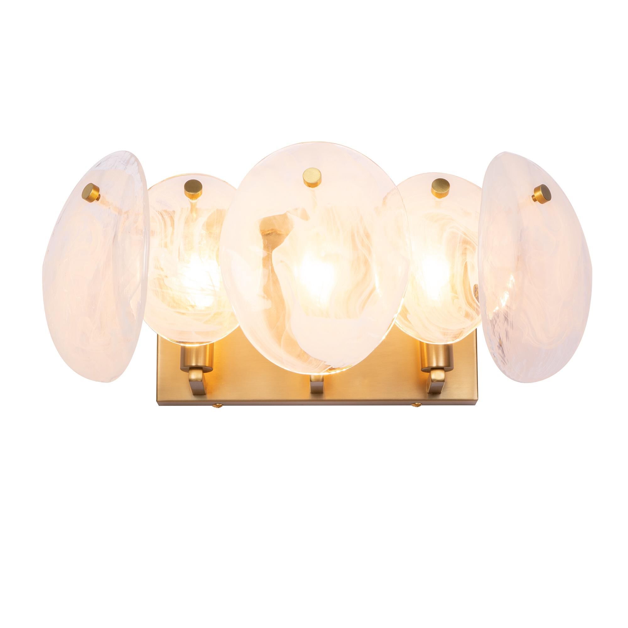 Shown in Brushed Brass finish and Wispy White Murano Style glass