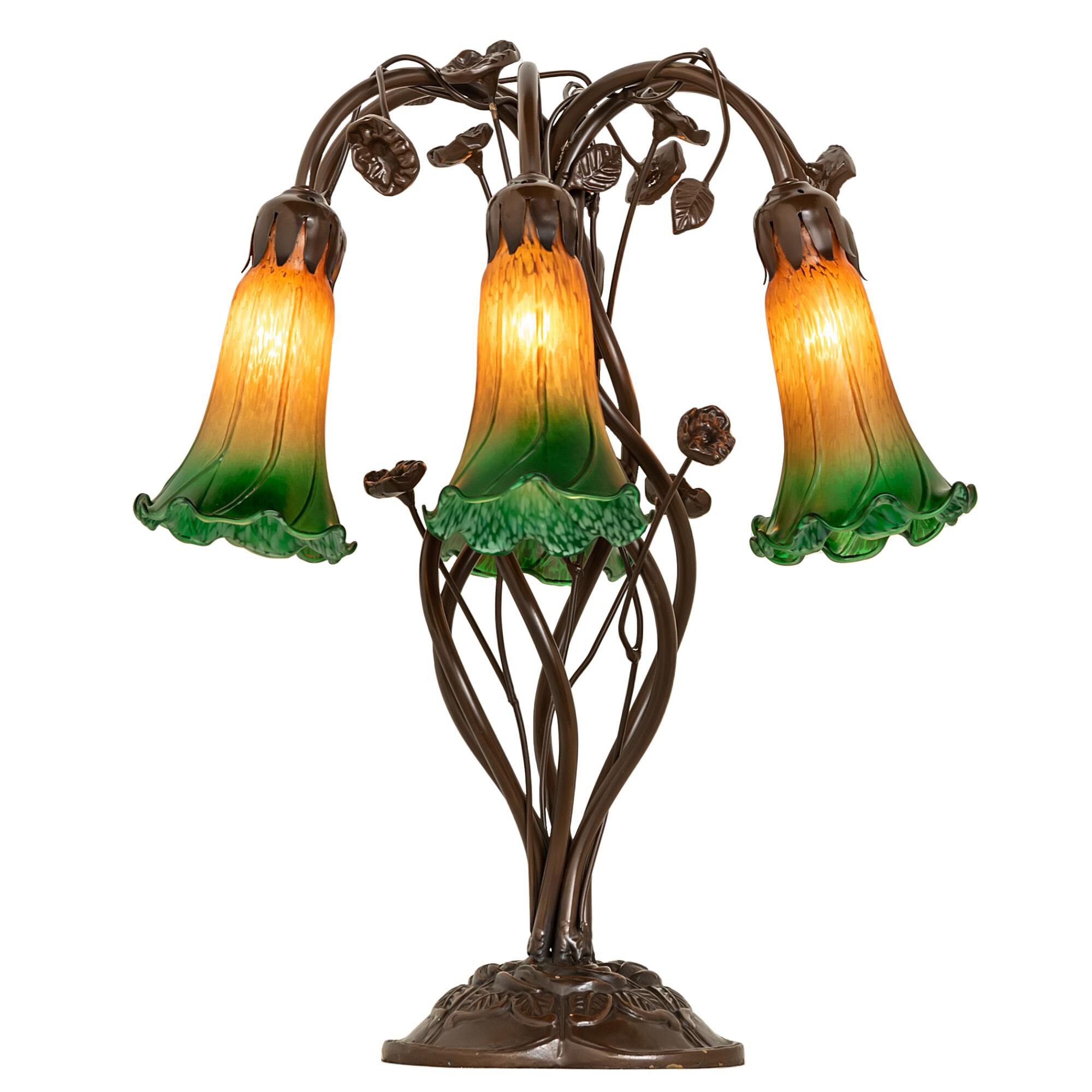 Shown in Mahogany Bronze finish and Amber /Acrylic;Green glass