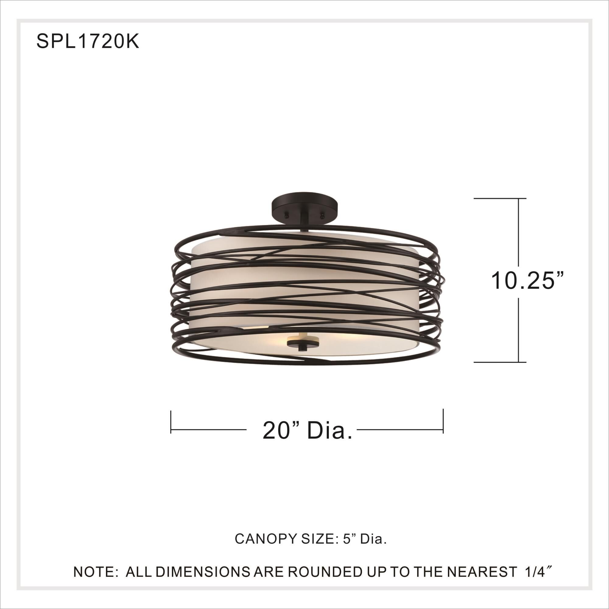 Spiral 20 Inch 3 Light Semi Flush Mount by Quoizel