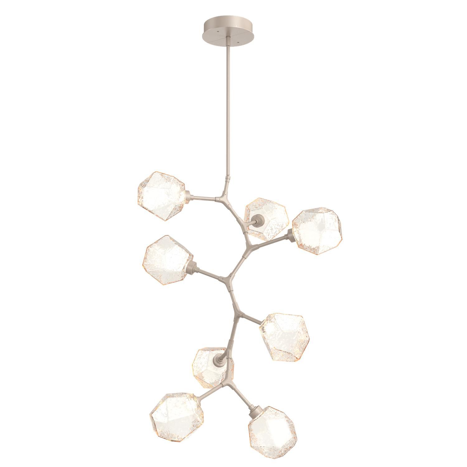 Shown in Metallic Beige Silver finish and Blown Gem - Amber glass