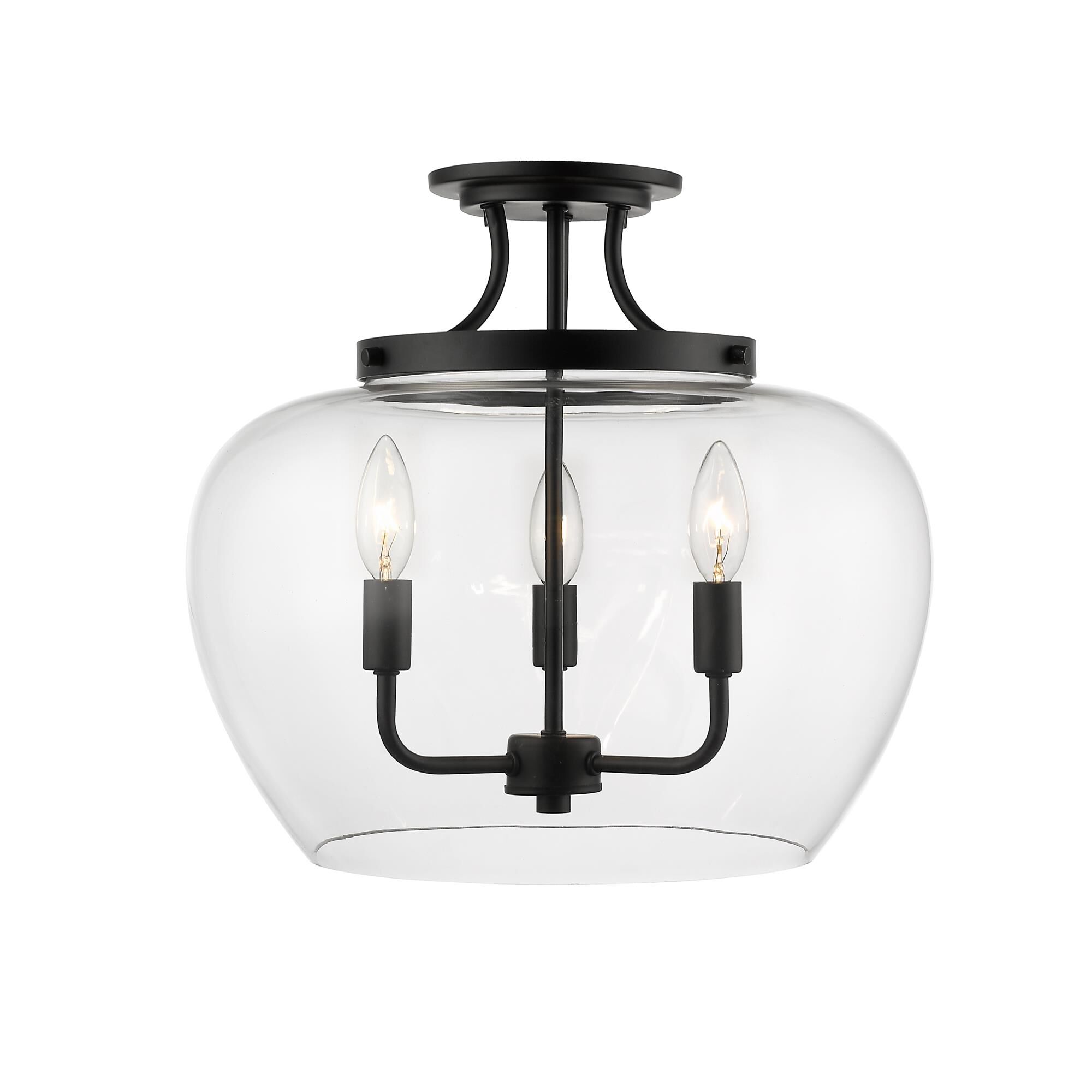 Shown in Matte Black finish and Glass shade