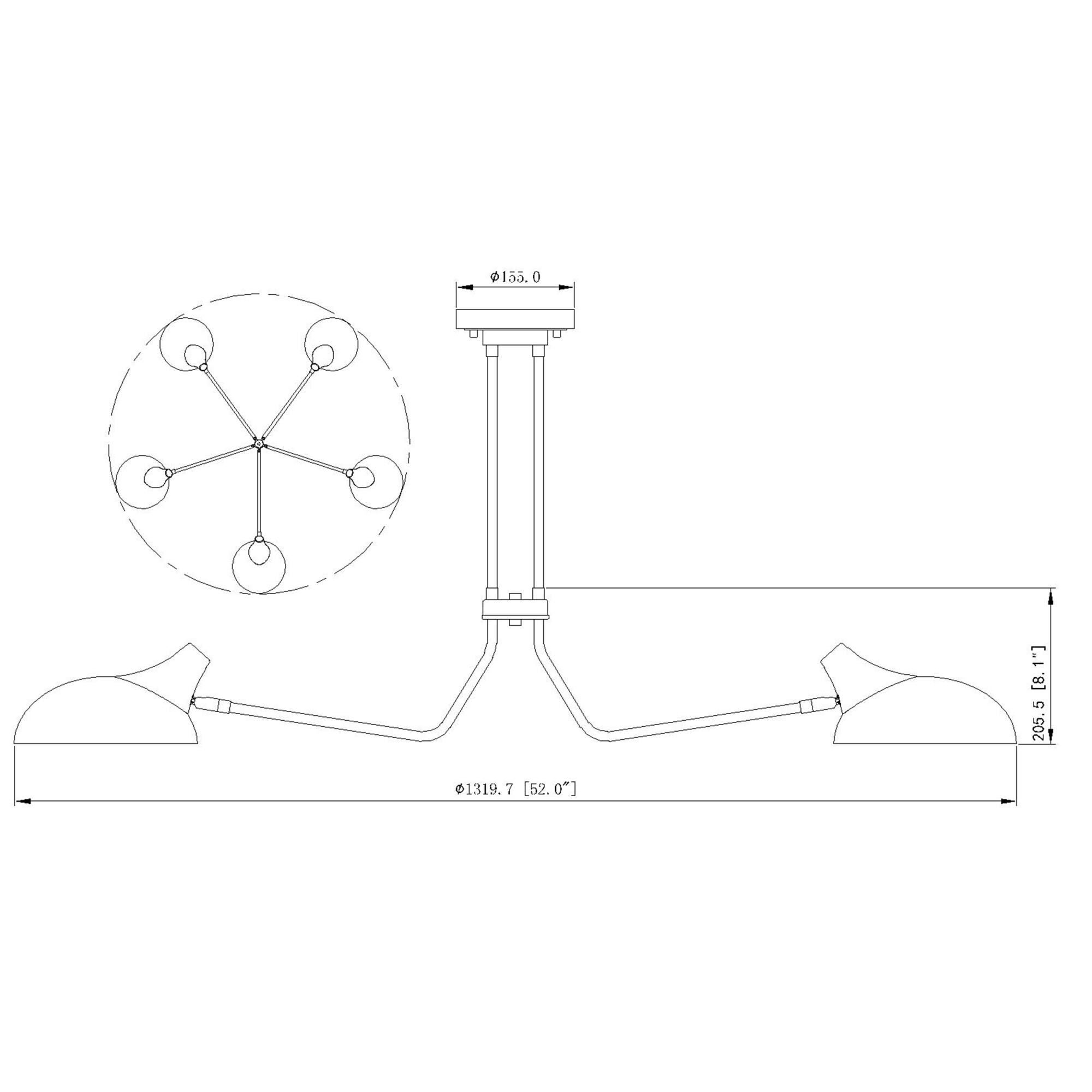Bellamy 52 Inch 5 Light Semi Flush Mount by Z-Lite