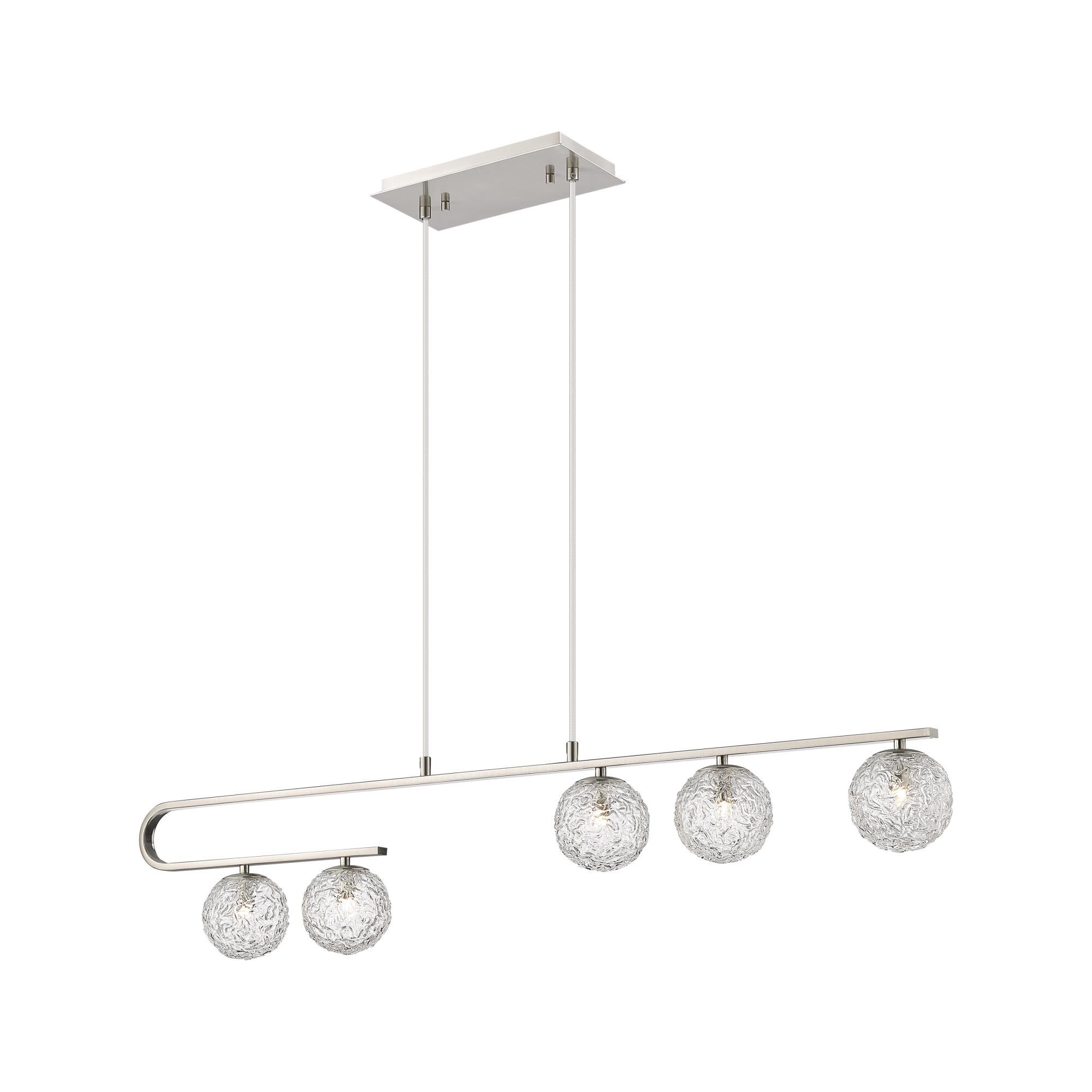 Shown in Satin Nickel finish and Clear shade