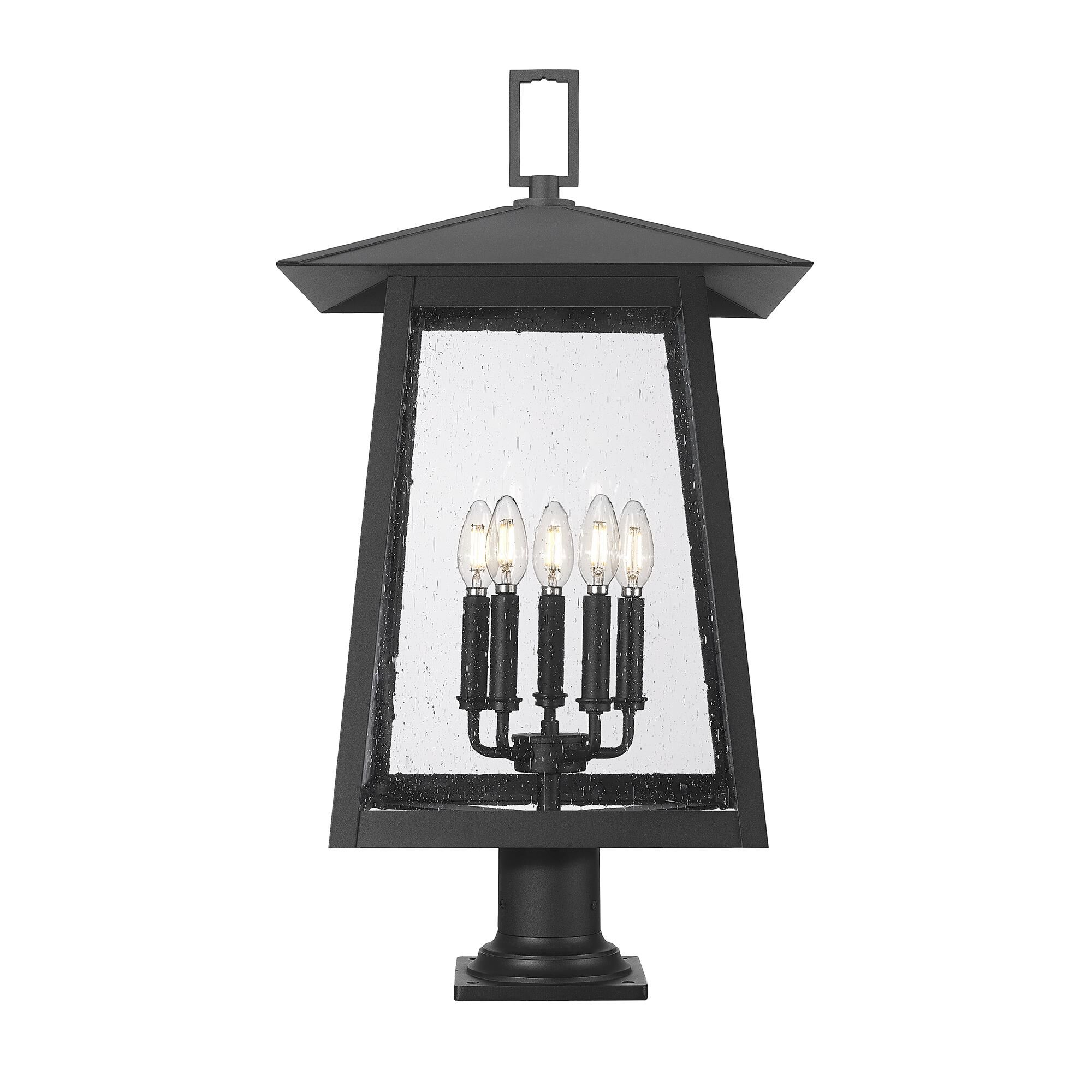 Shown in Black finish and Clear Seedy glass and Clear Seedy shade