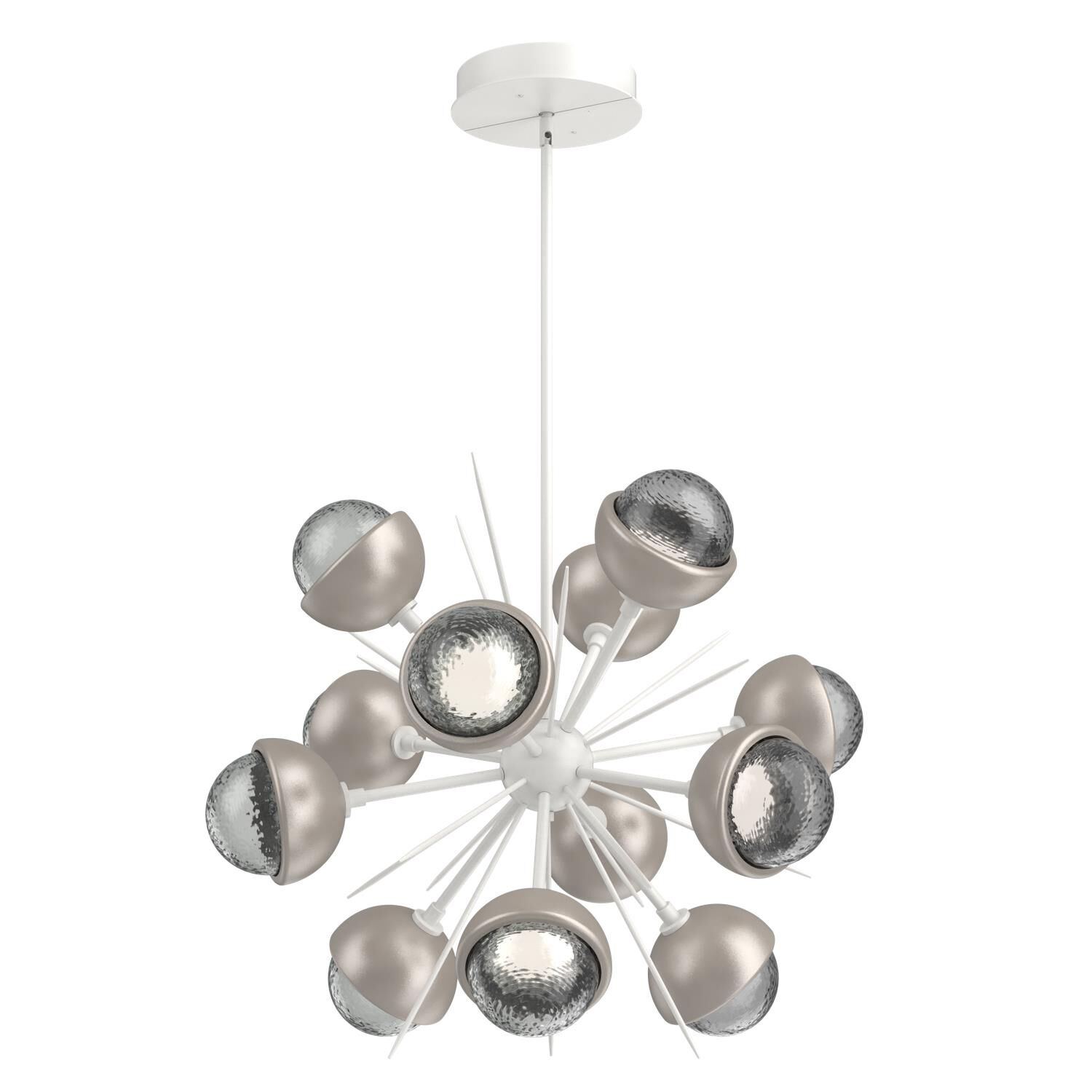 Shown in Salt White finish and Smoke glass and Beige Silver accent