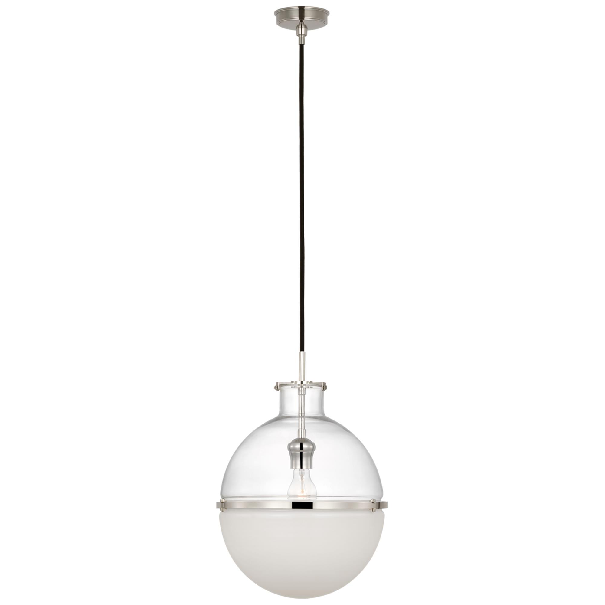 Shown in Polished Nickel finish and Clear and White glass
