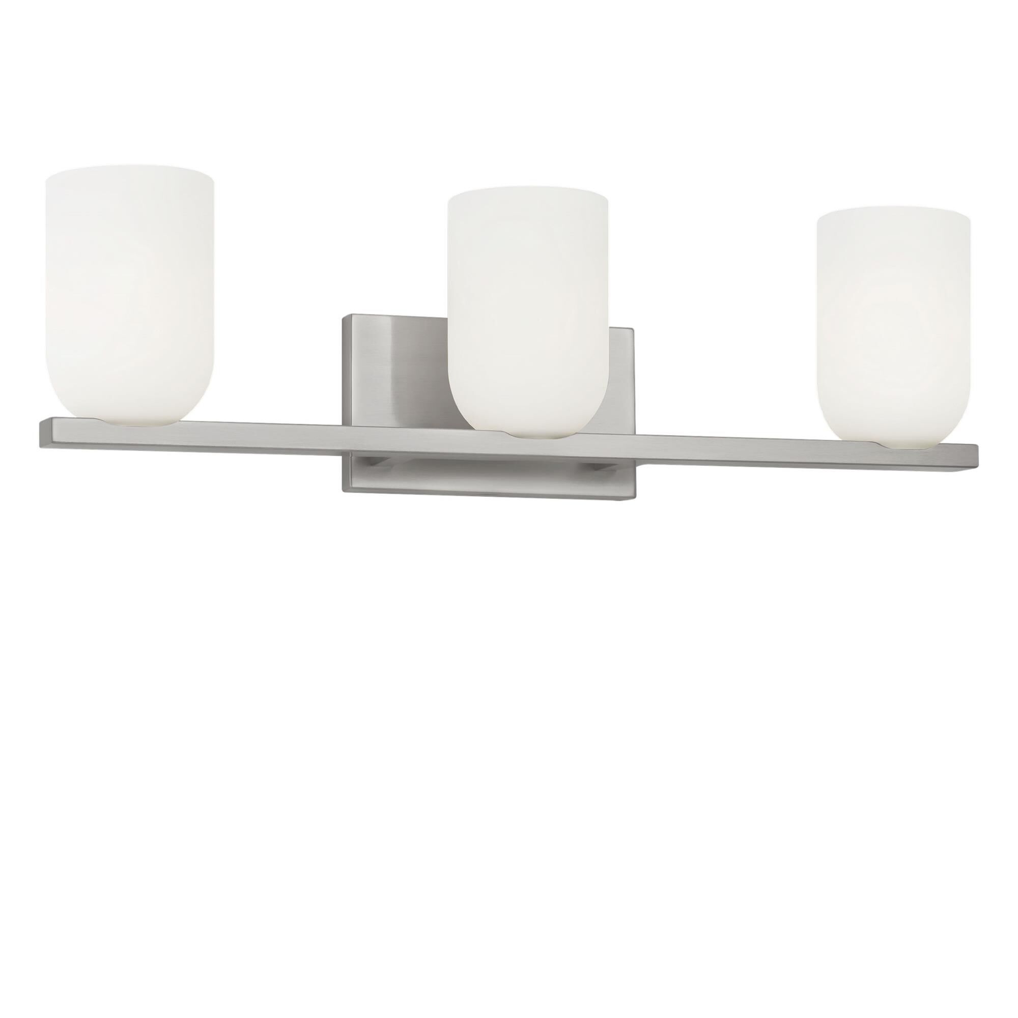 Shown in Brushed Nickel finish and Etched White glass
