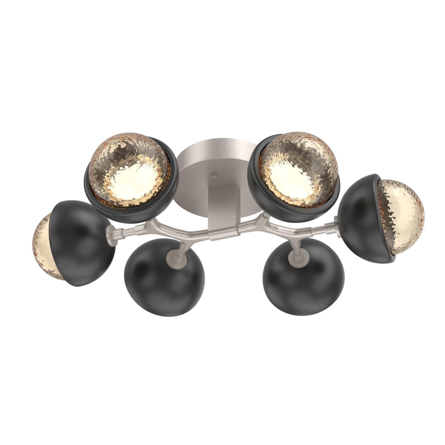 Shown in Beige Silver finish and Amber glass and Matte Black accent