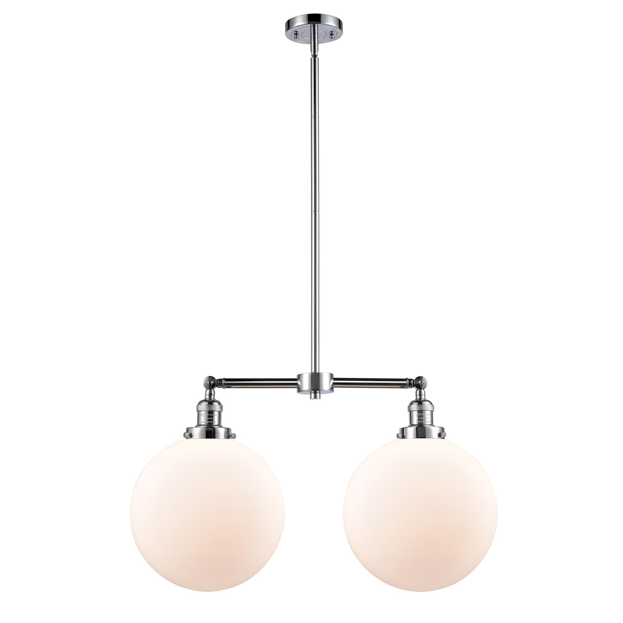 Shown in Polished Chrome finish and Matte White Cased Beacon glass