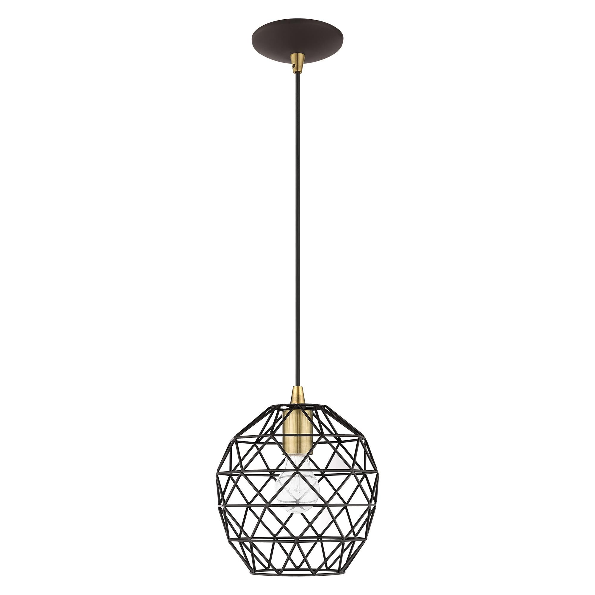 Shown in Bronze finish and Bronze Geometric Metal shade