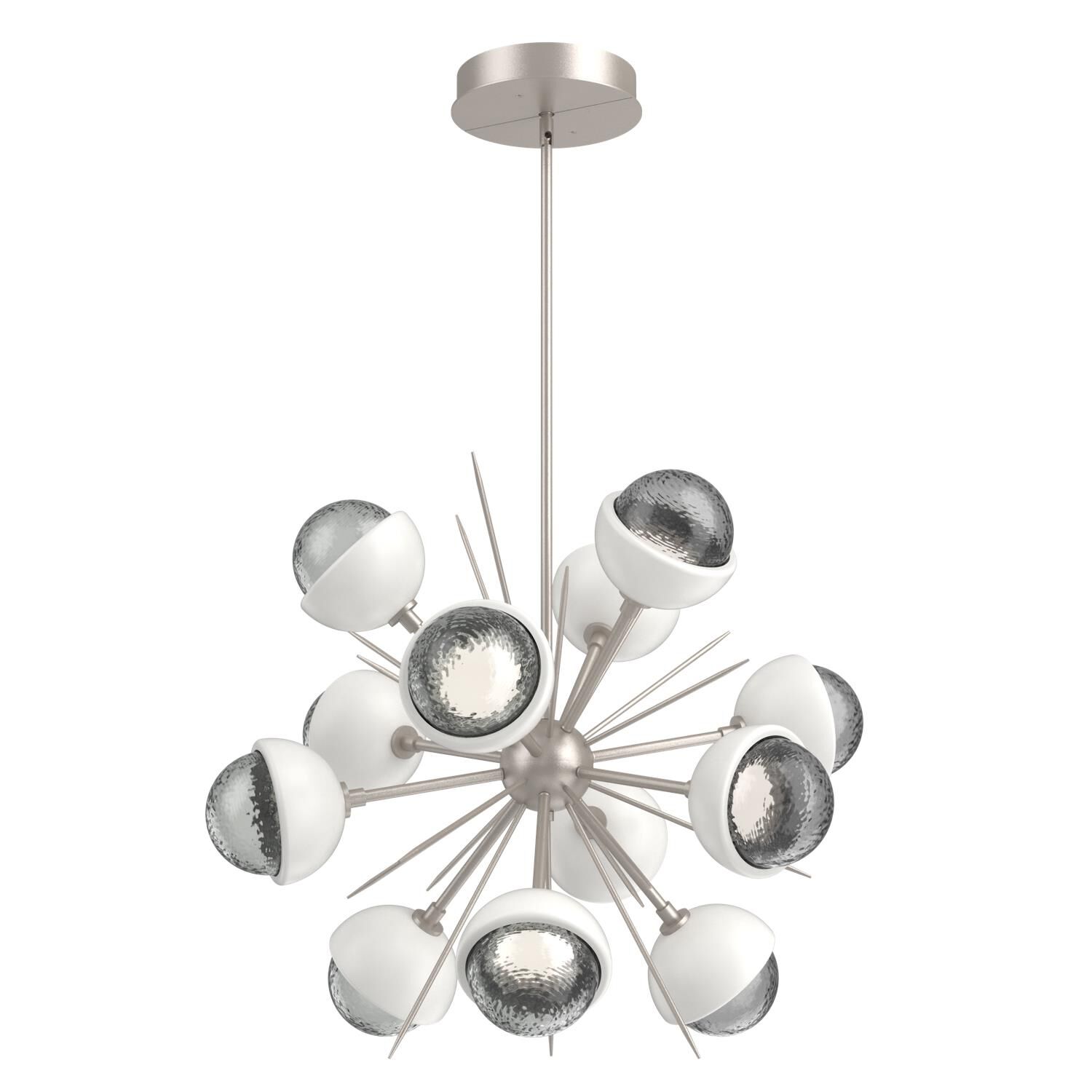 Shown in Beige Silver finish and Smoke glass and Salt White accent