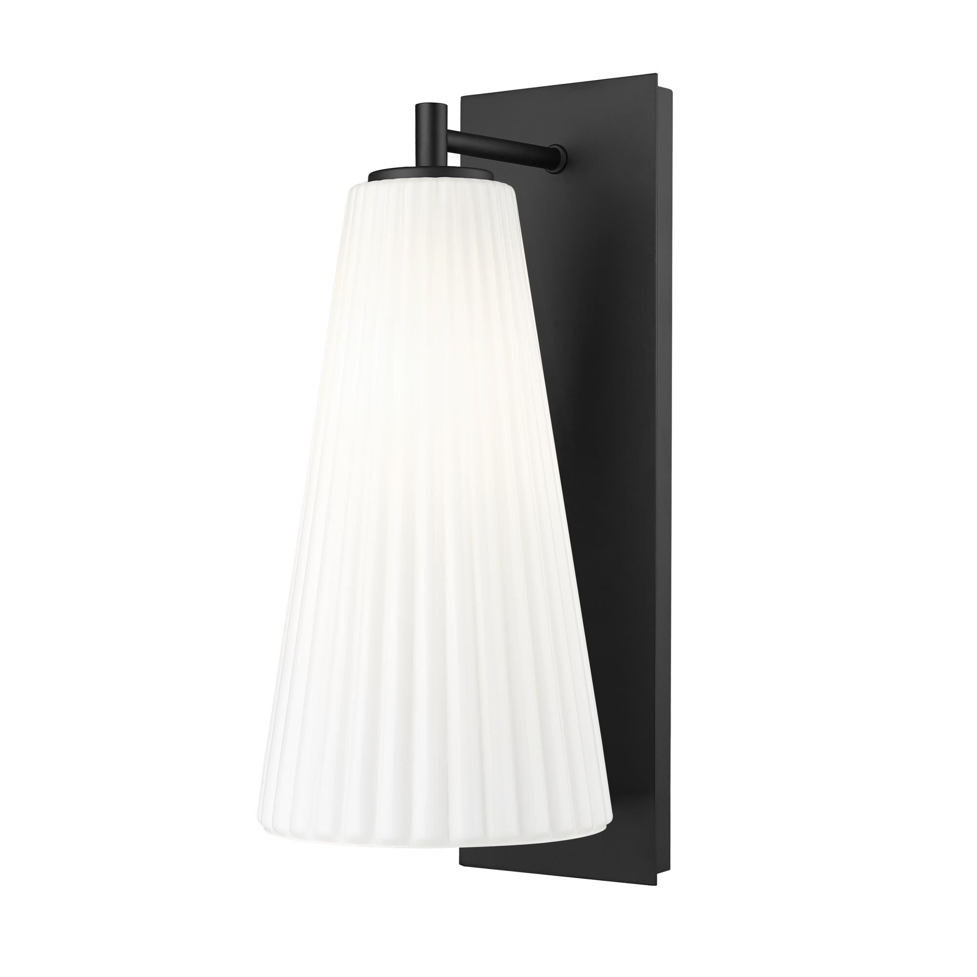 Shown in Matte Black finish and White glass and White shade