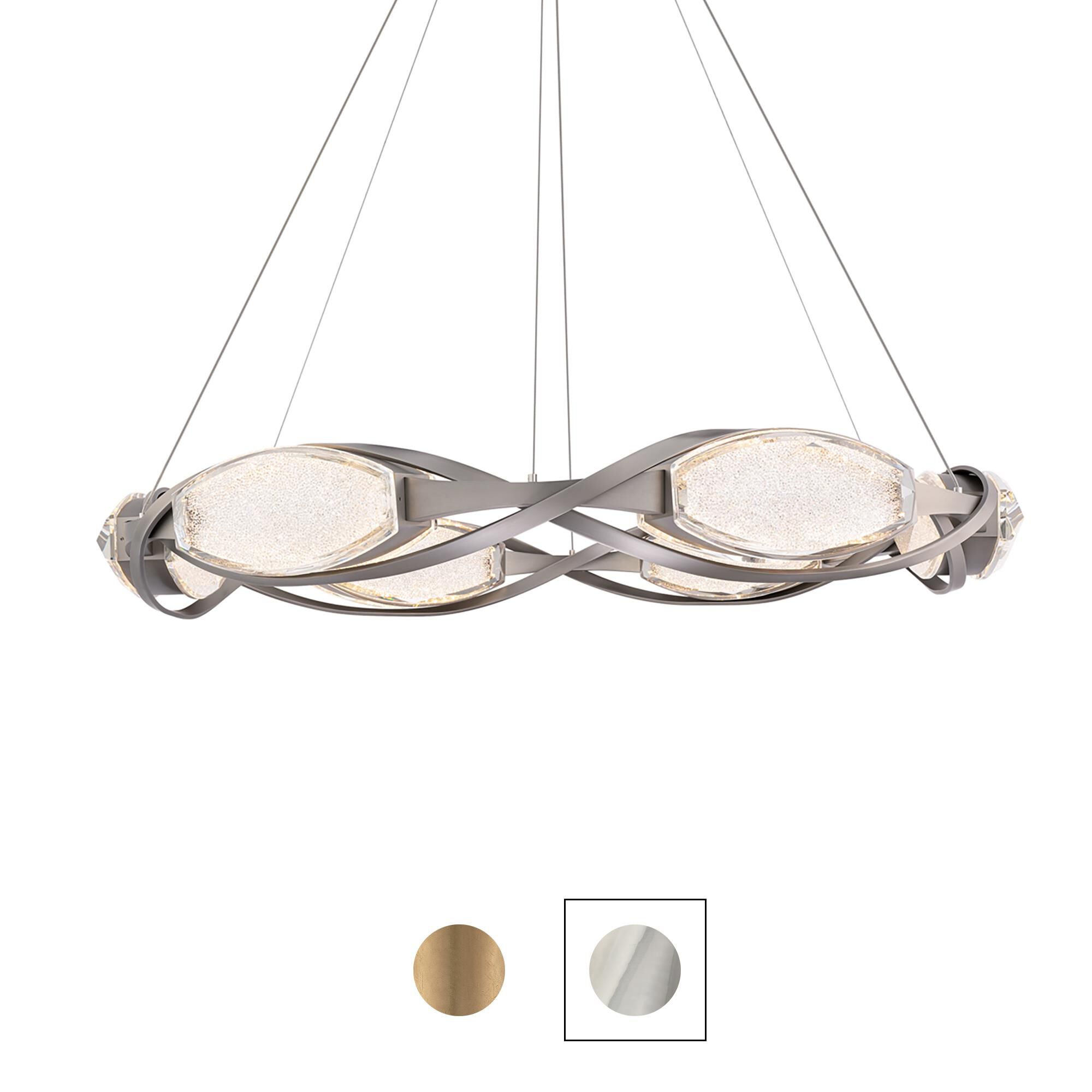 Shown in Aged Brass finish and Clear Radiance crystal