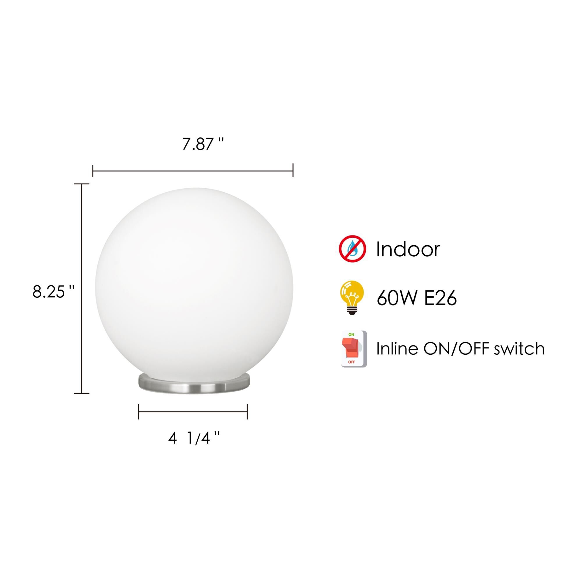 Shown in Silver finish and Opal Frosted glass and Round shade