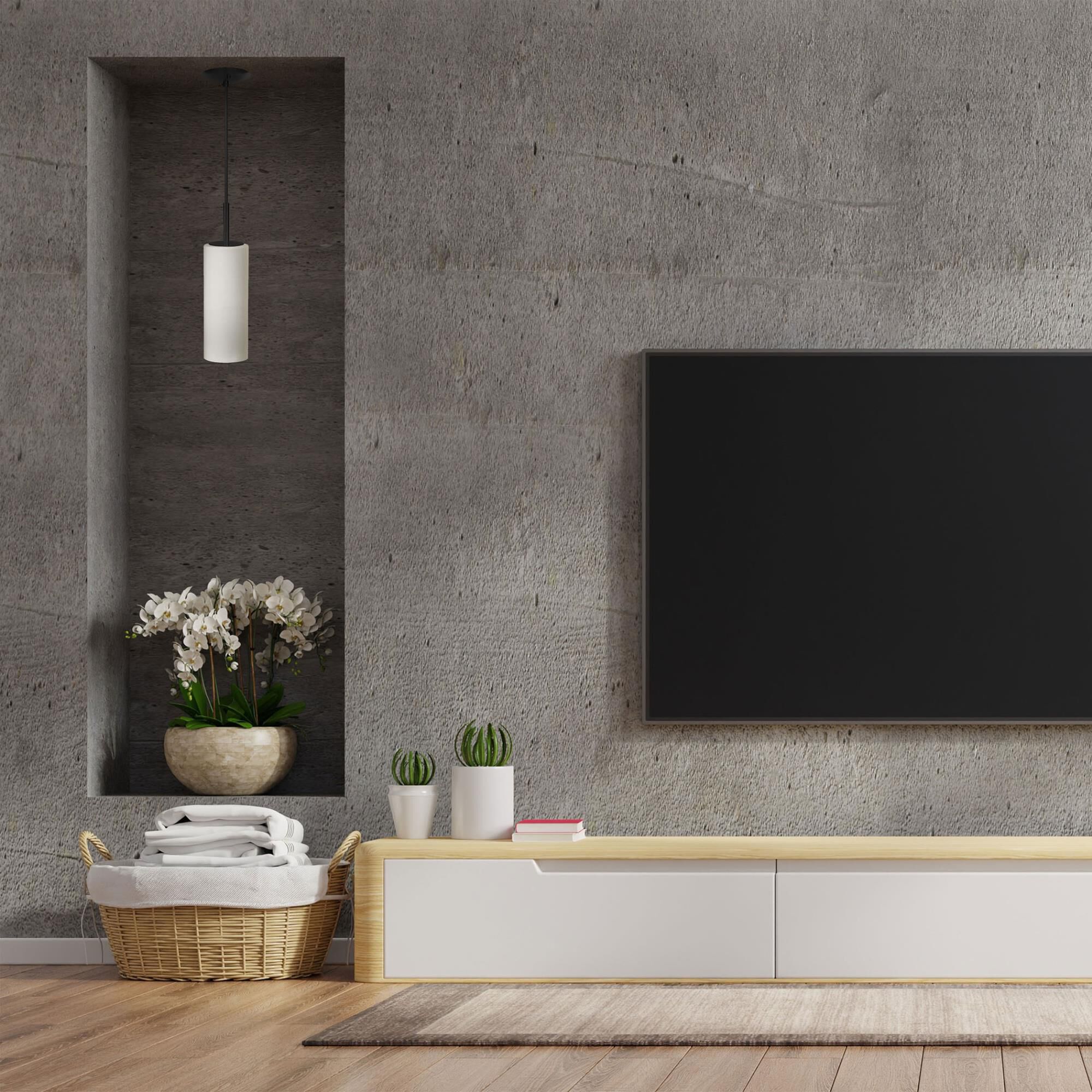 Shown in White and Black finish and White Cylinder glass