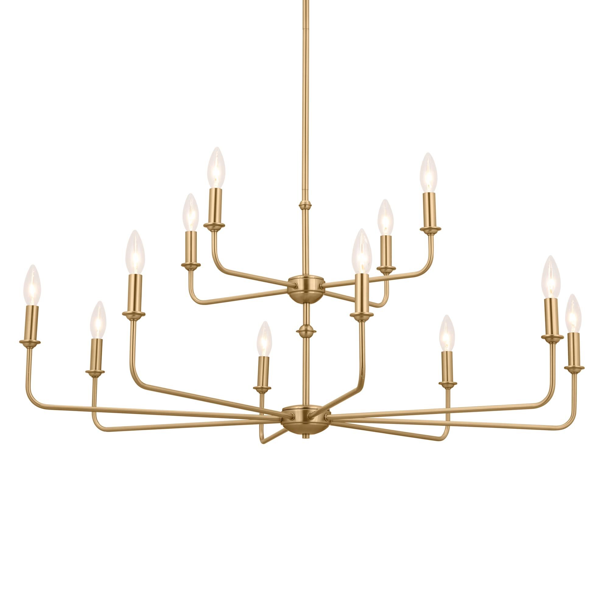 Shown in Brushed Natural Brass finish and Fabric and Bell shade