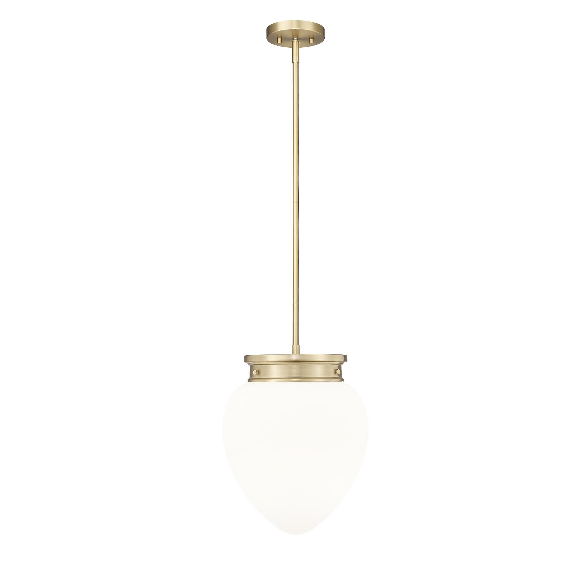 Shown in Modern Gold finish and Etched Opal glass and Etched Opal shade