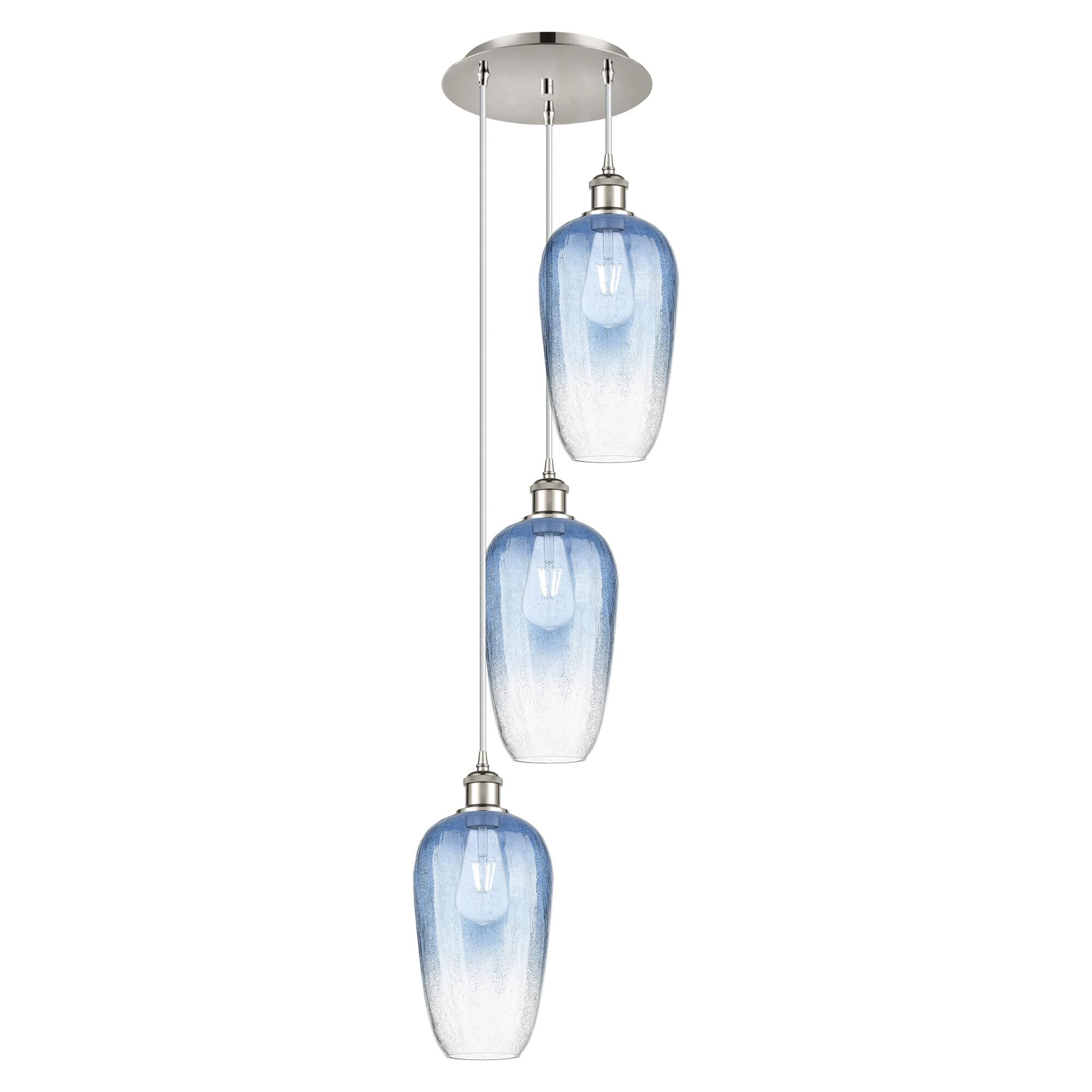 Shown in Polished Nickel finish and Sapphire Blue glass