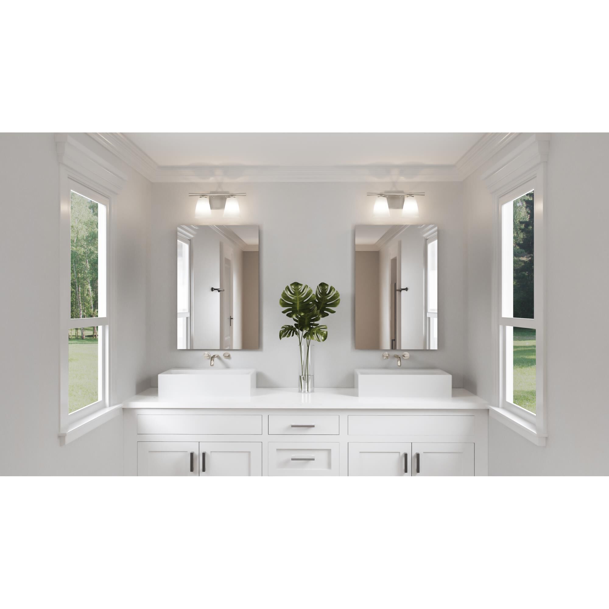 Shown in Brushed Nickel finish and Opal Etched glass