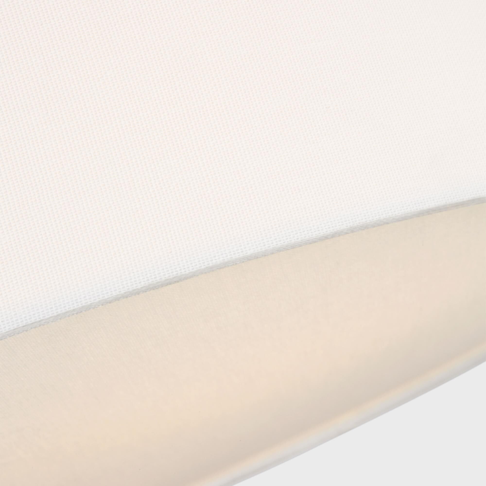 Shown in Matte White finish and White Linen Fabric shade