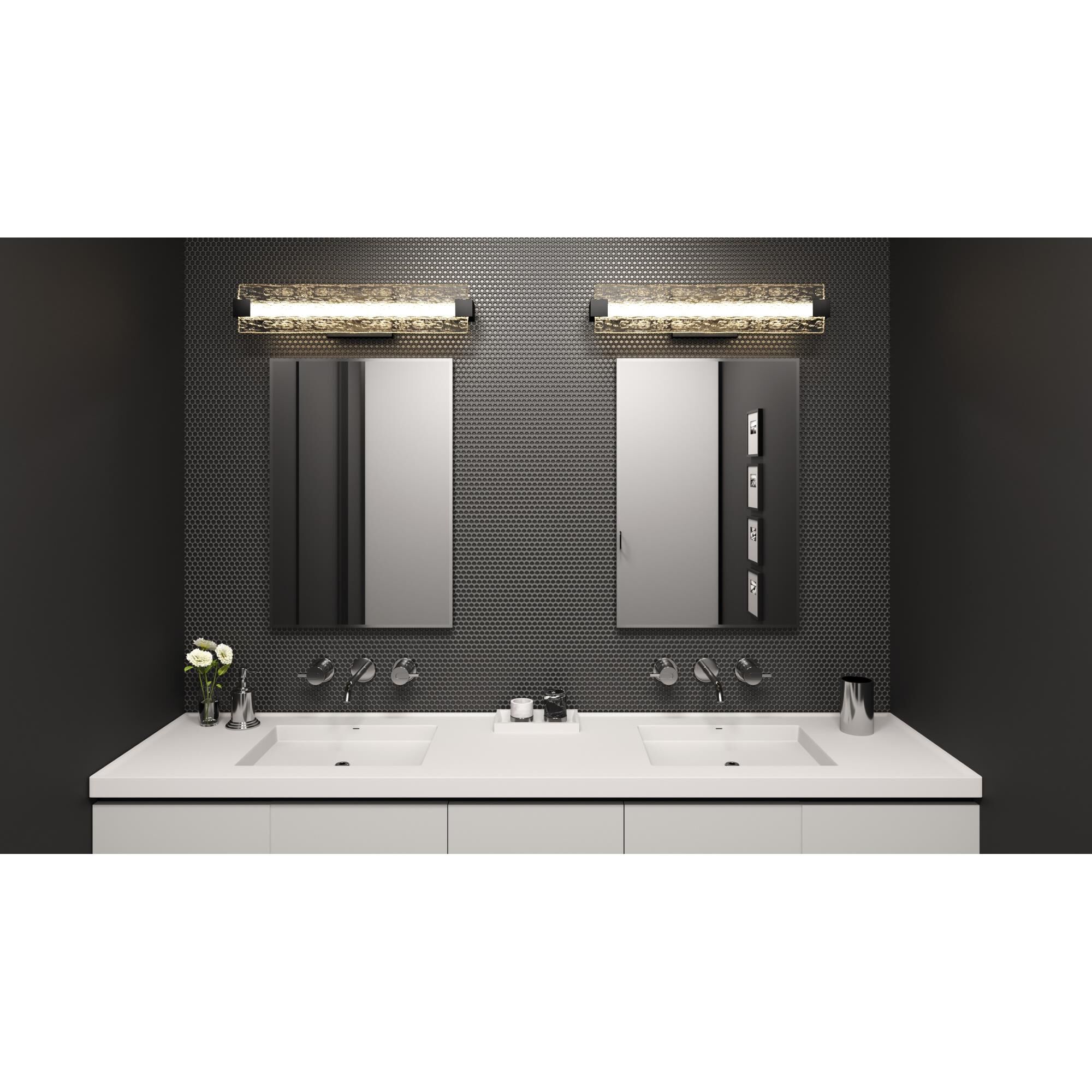 Shown in Matte Black finish and Clear Textured glass