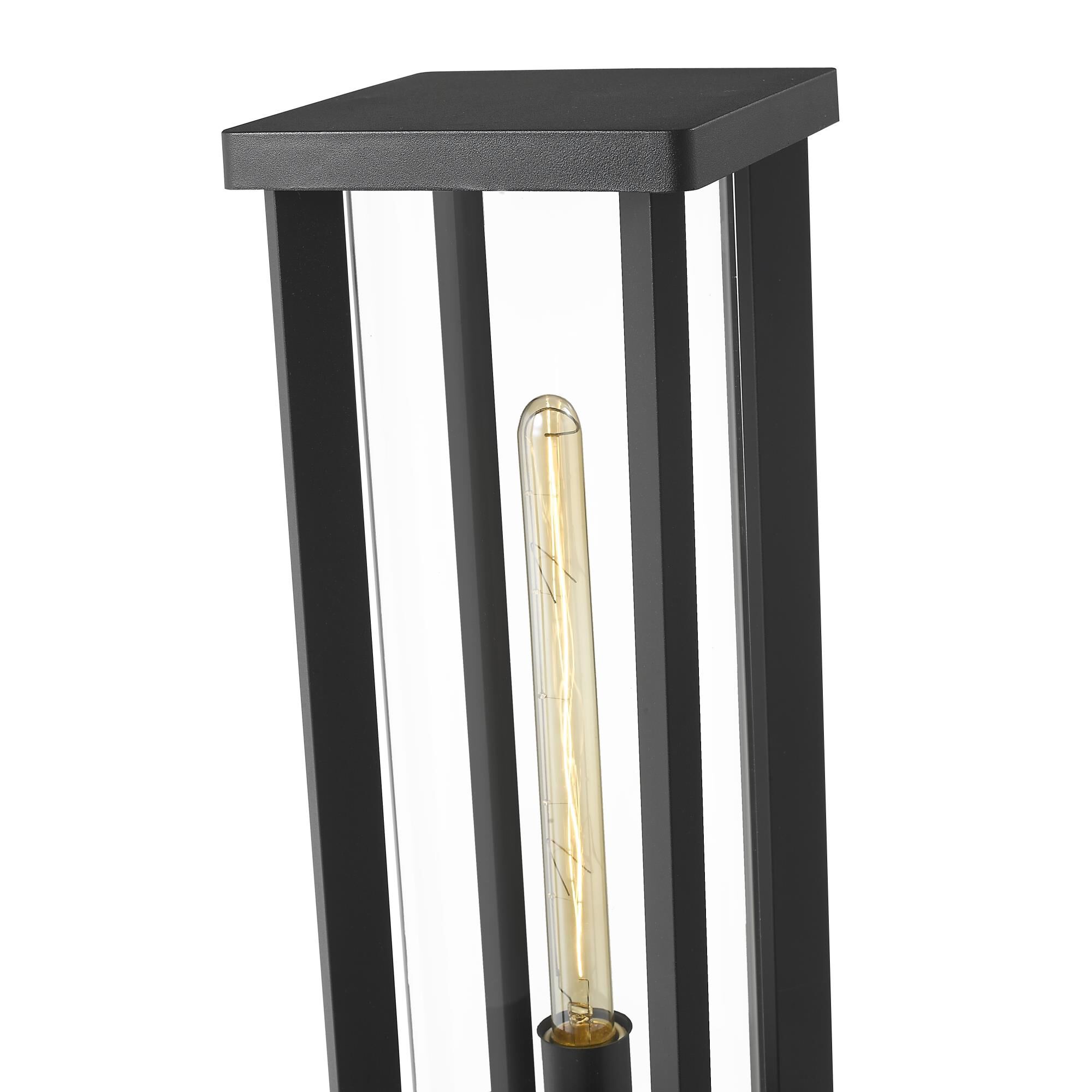 Shown in Black finish and Glass shade