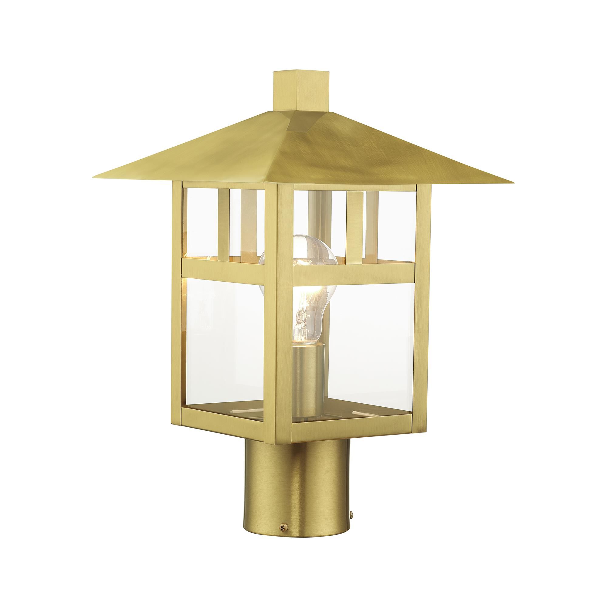 Shown in Satin Gold finish and Clear glass