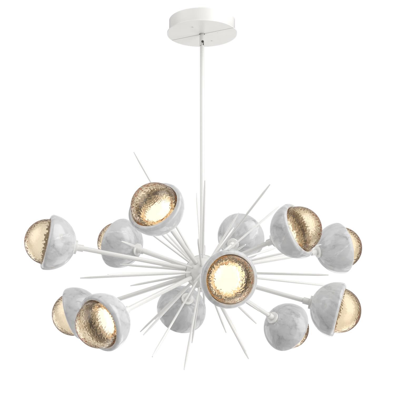 Shown in Salt White finish and Amber glass and White Marble accent
