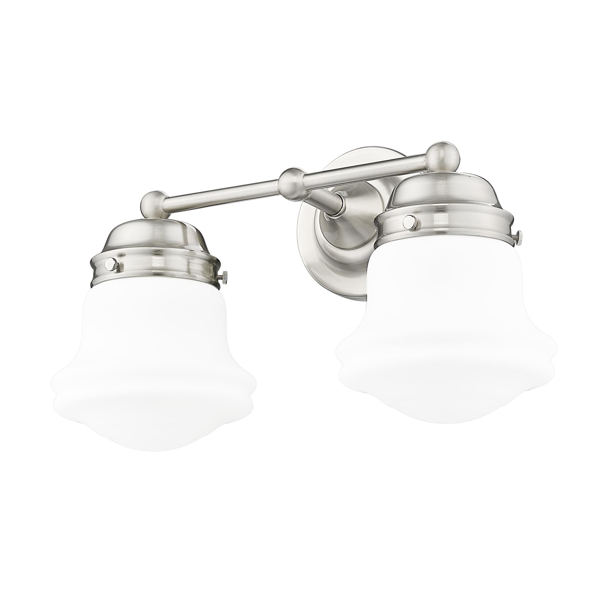 Shown in Brushed Nickel finish and Matte Opal glass