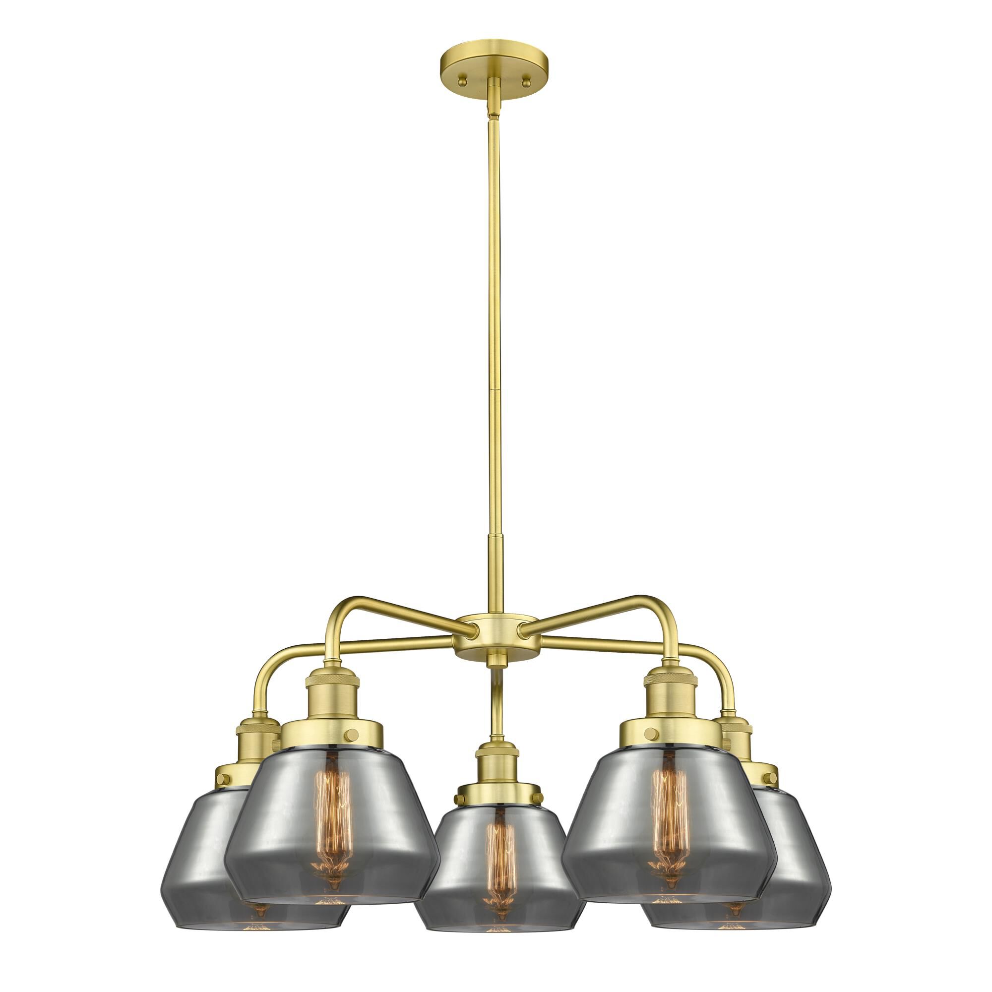 Shown in Satin Gold finish and Plated Smoke glass