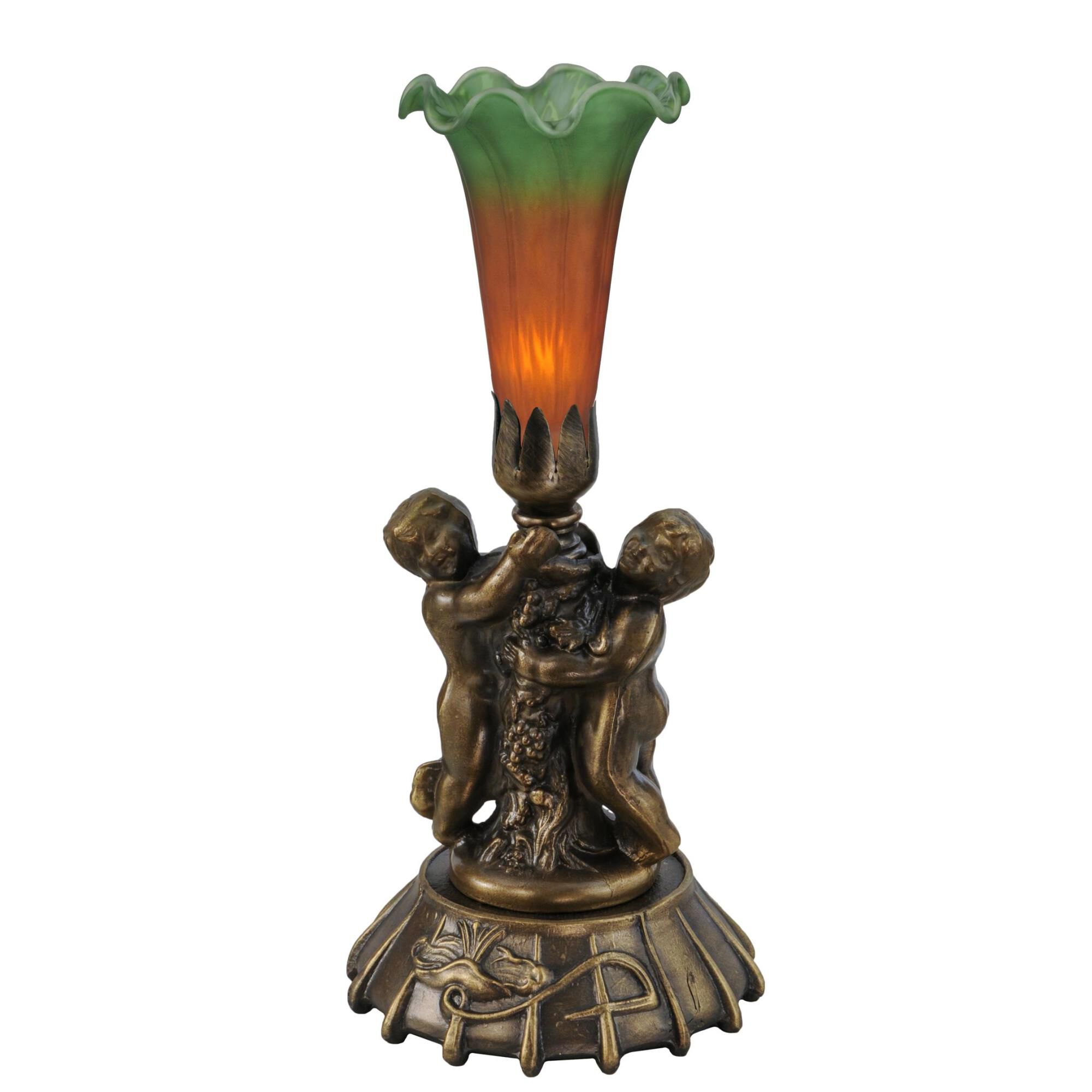 Twin Cherub Pond Lily 12 Inch Accent Lamp by Meyda Lighting