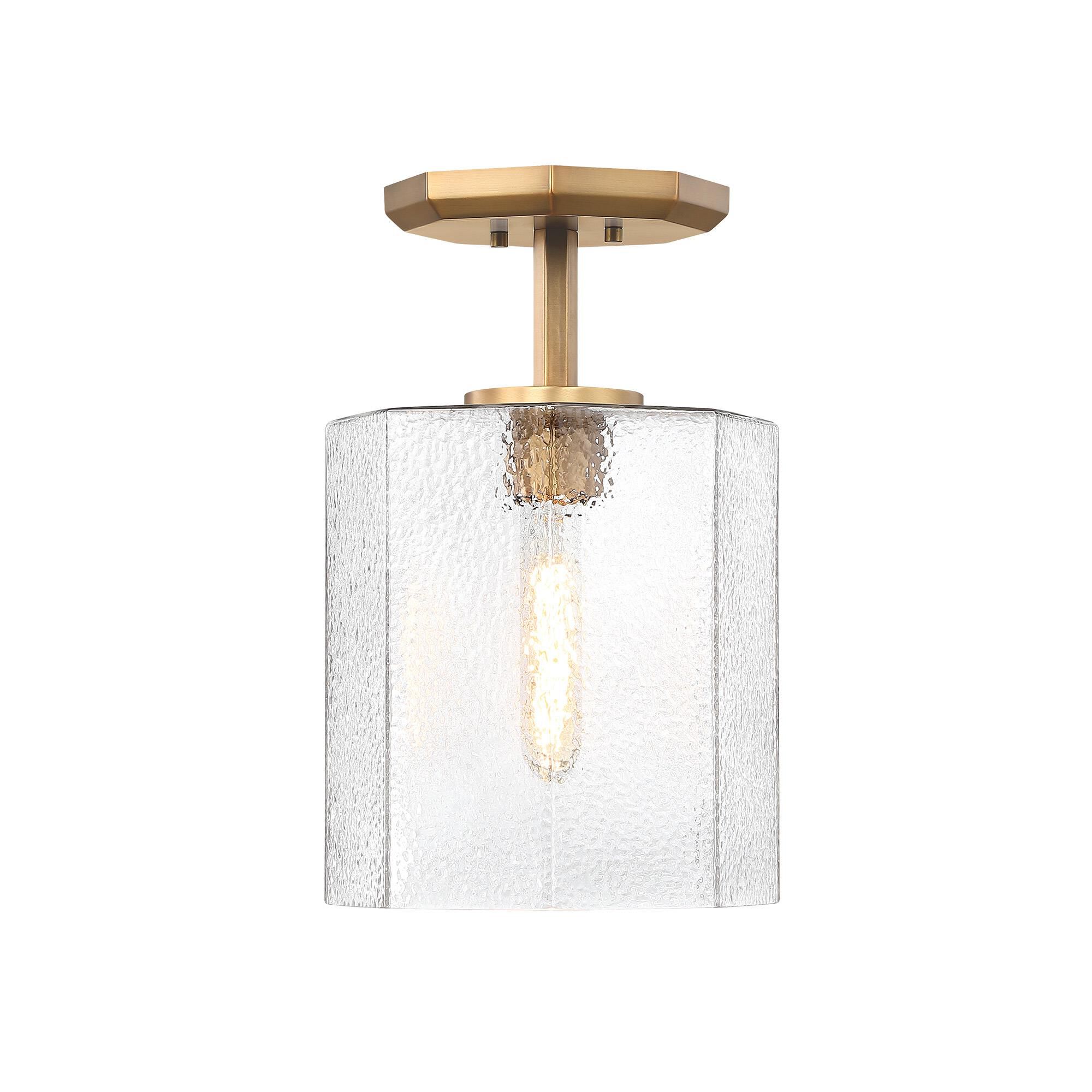 Shown in Old Satin Brass finish and Clear Rippled glass