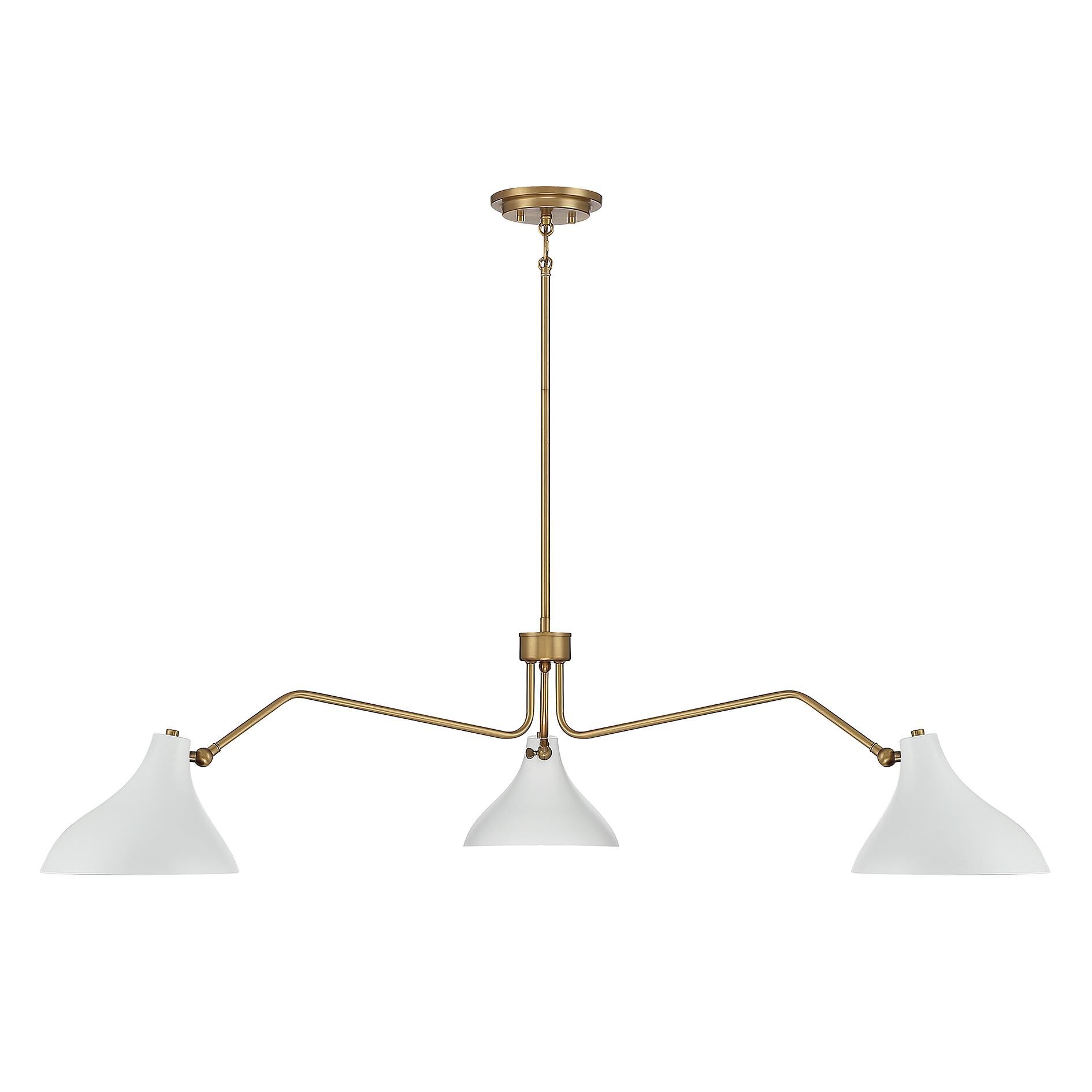 Shown in White with Natural Brass finish and White Metal shade