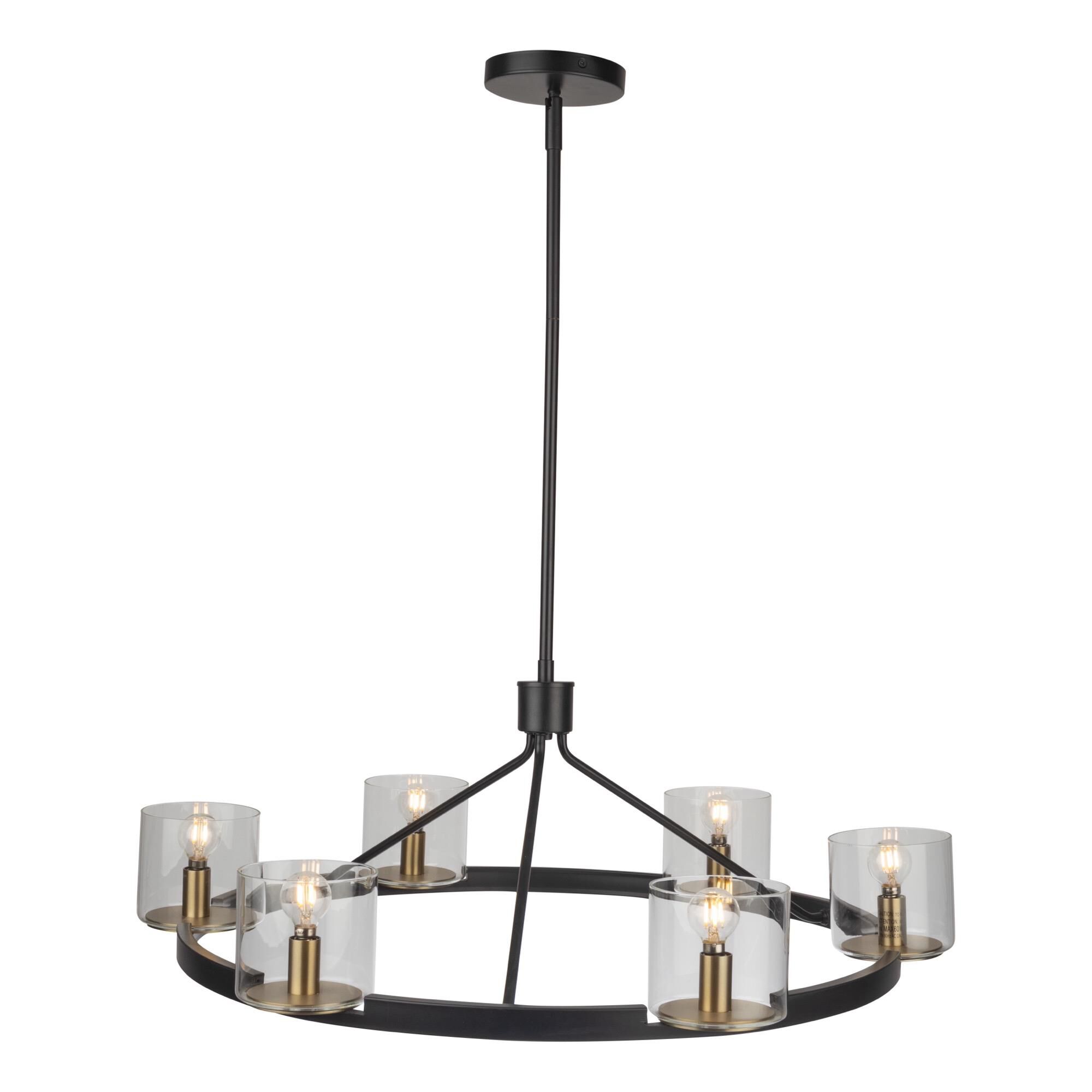 Shown in Black And Brass finish and Glass shade
