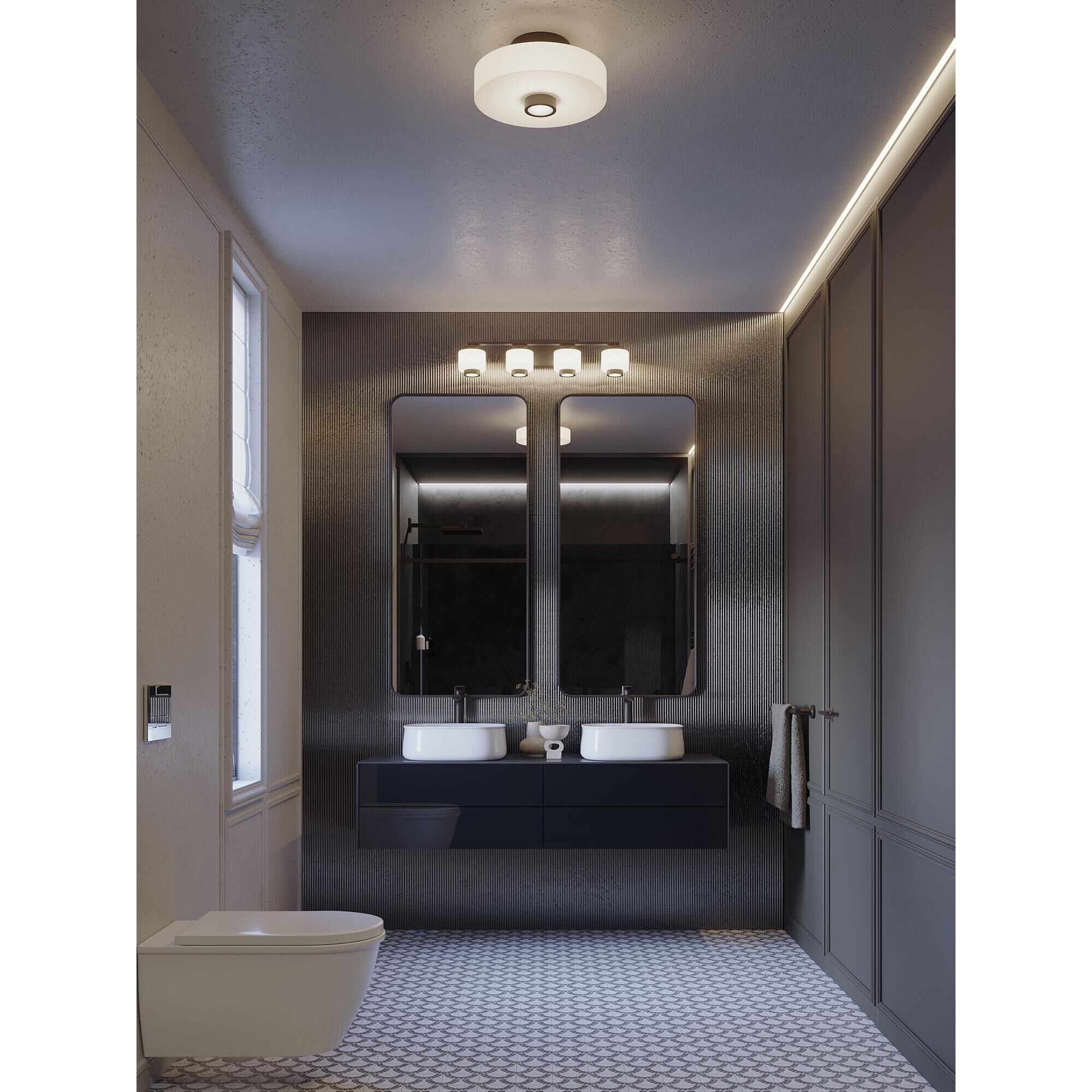 Shown in Black finish and White Diffuser glass
