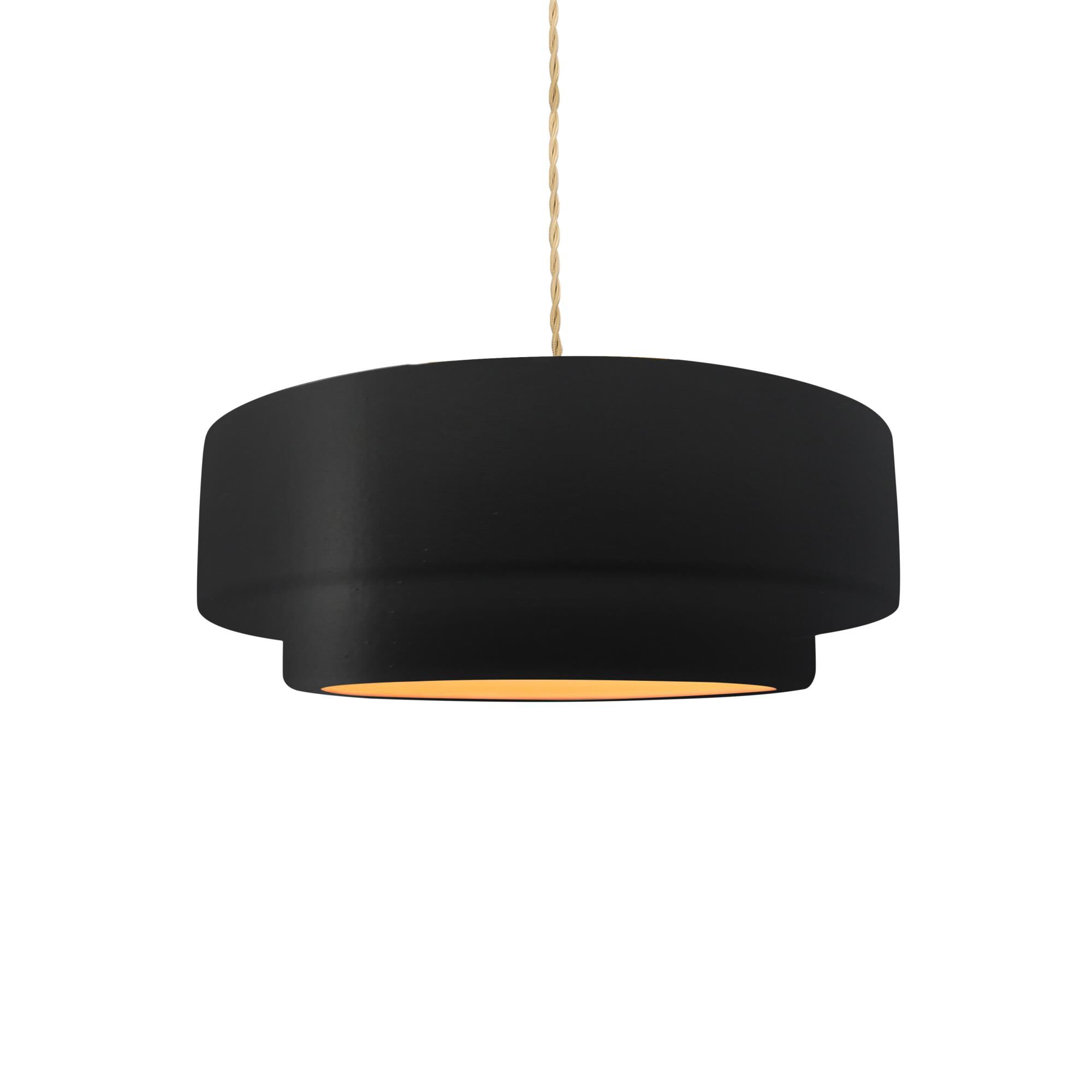 Shown in Brushed Nickel finish and Carbon Matte Black With Champagne Gold Internal Finish shade