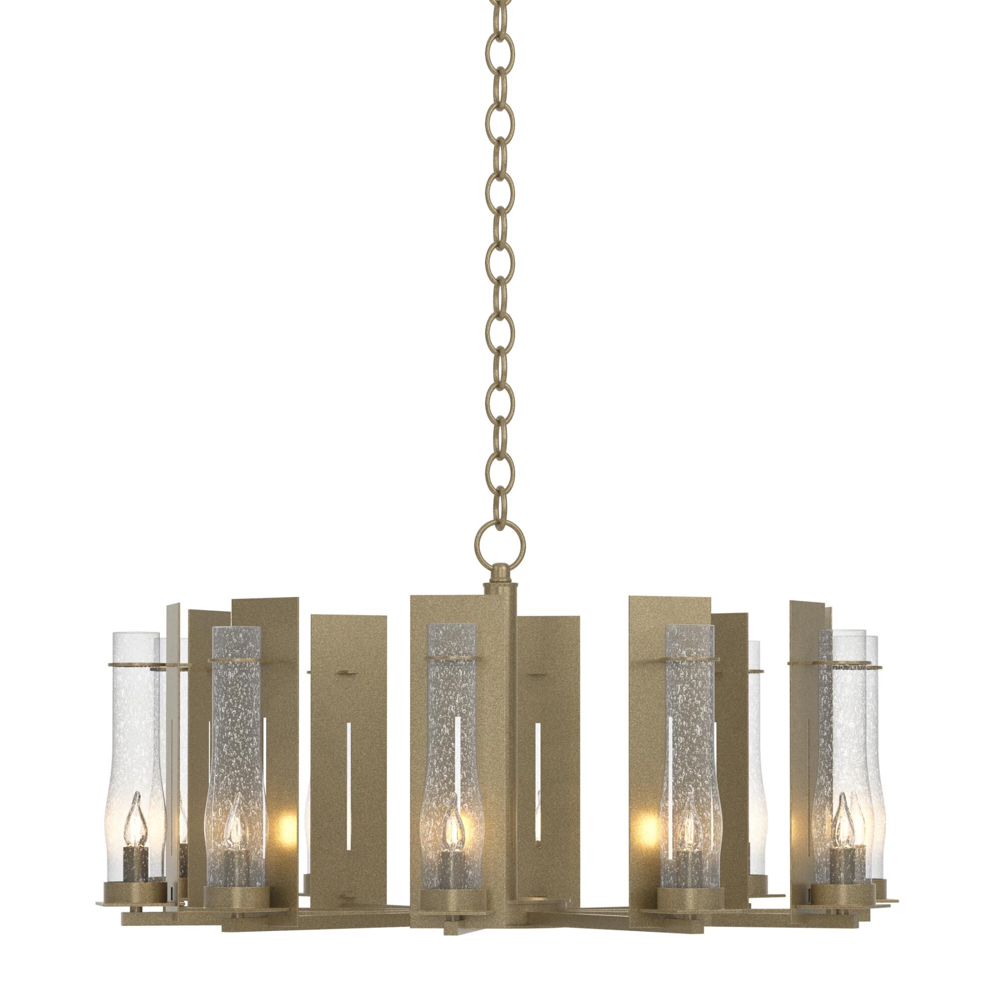 Shown in Soft Gold finish and Seeded Clear  glass