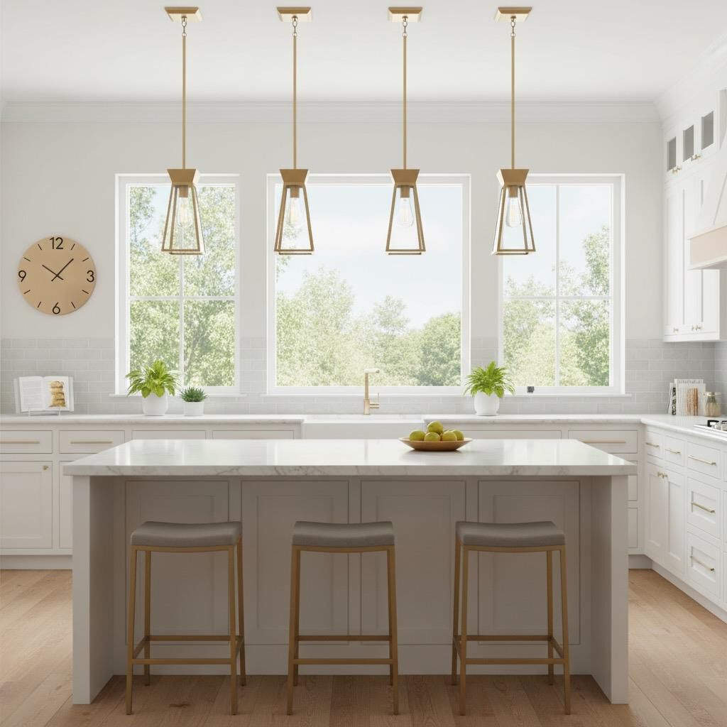 Shown in Brushed Brass finish and Clear glass