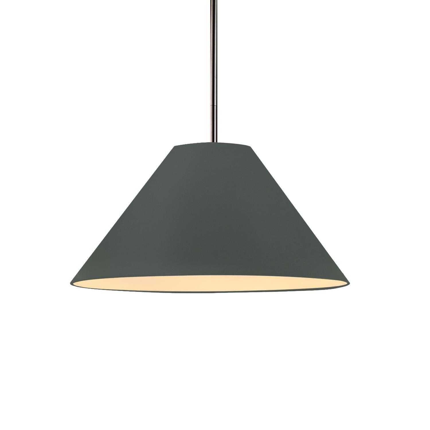 Shown in Brushed Nickel finish and Pewter Green shade