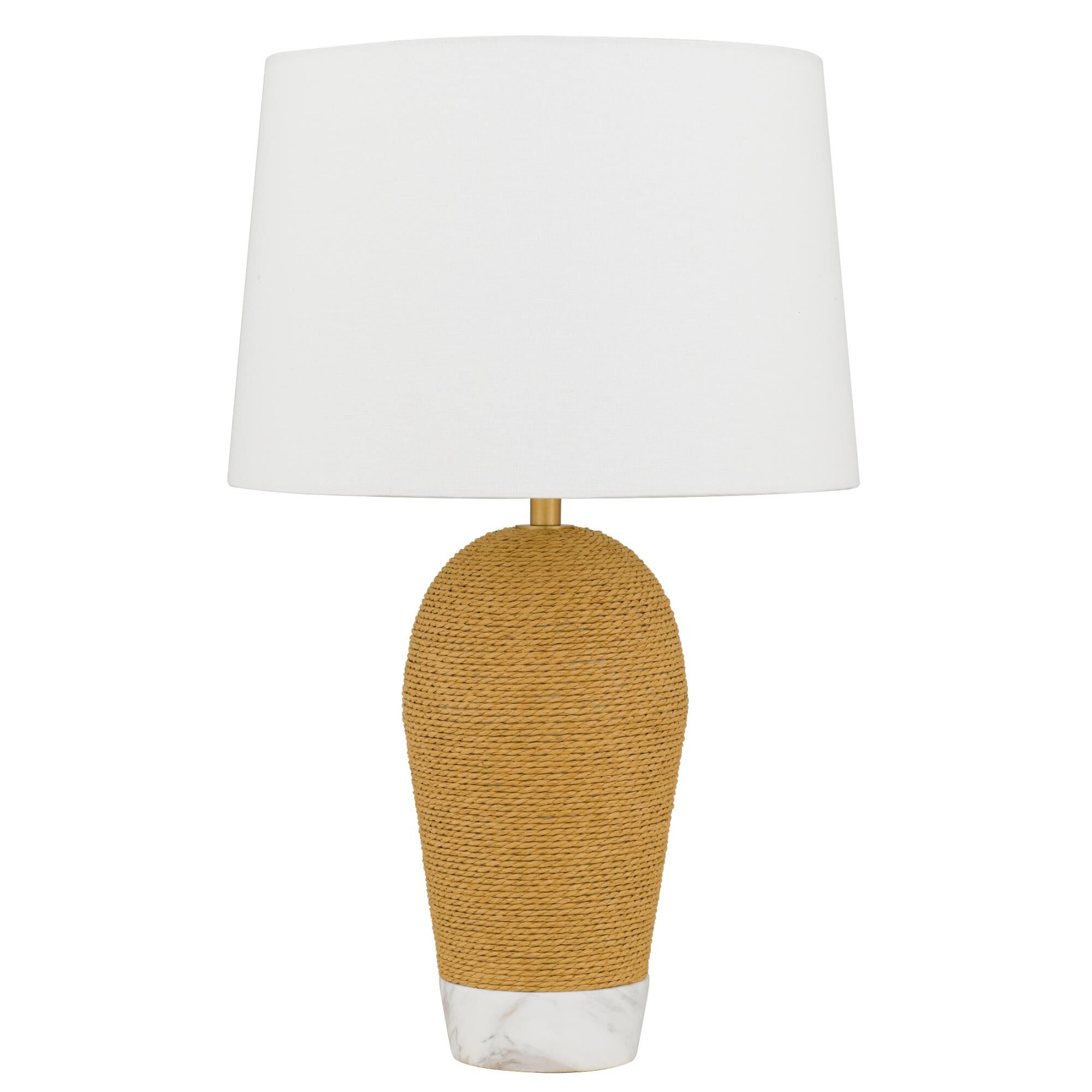 Shown in Brushed Gold finish and Fabric shade