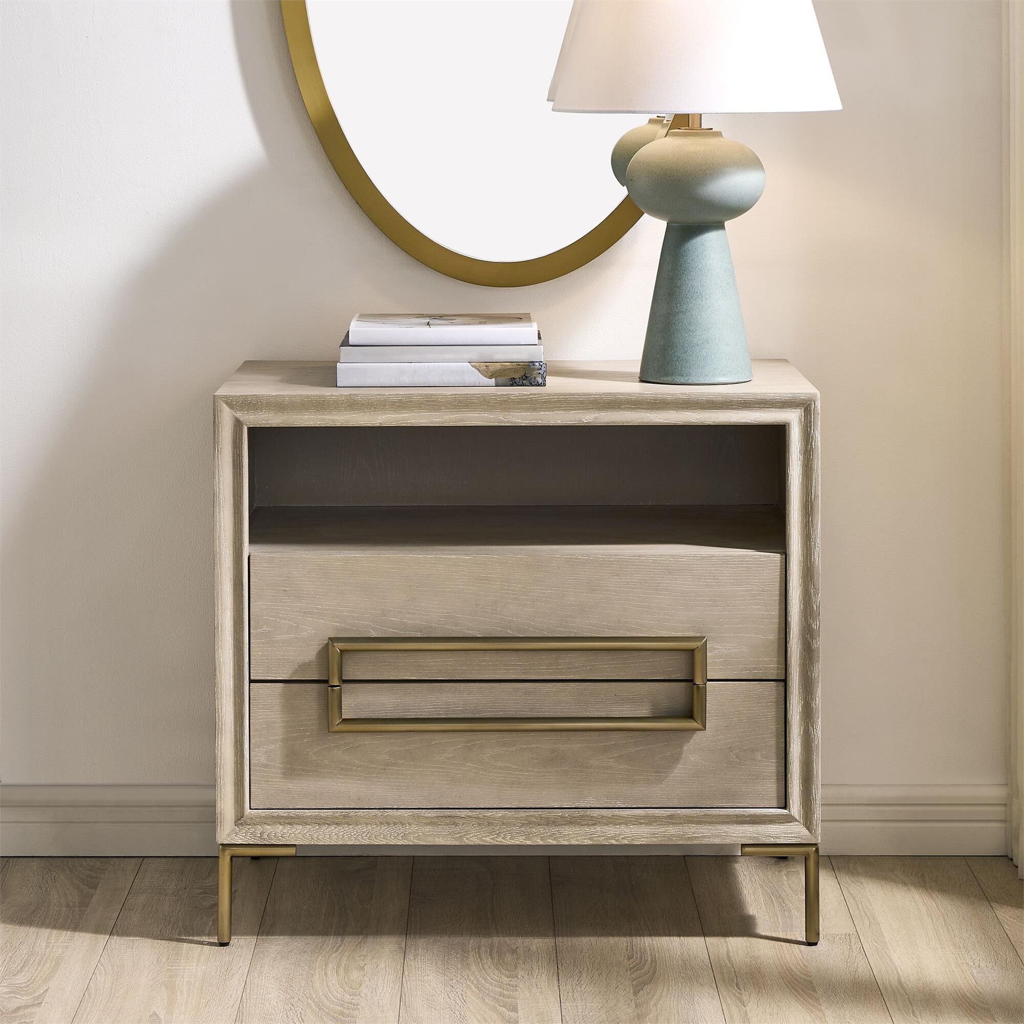 Shown in Brass, Woodtone finish