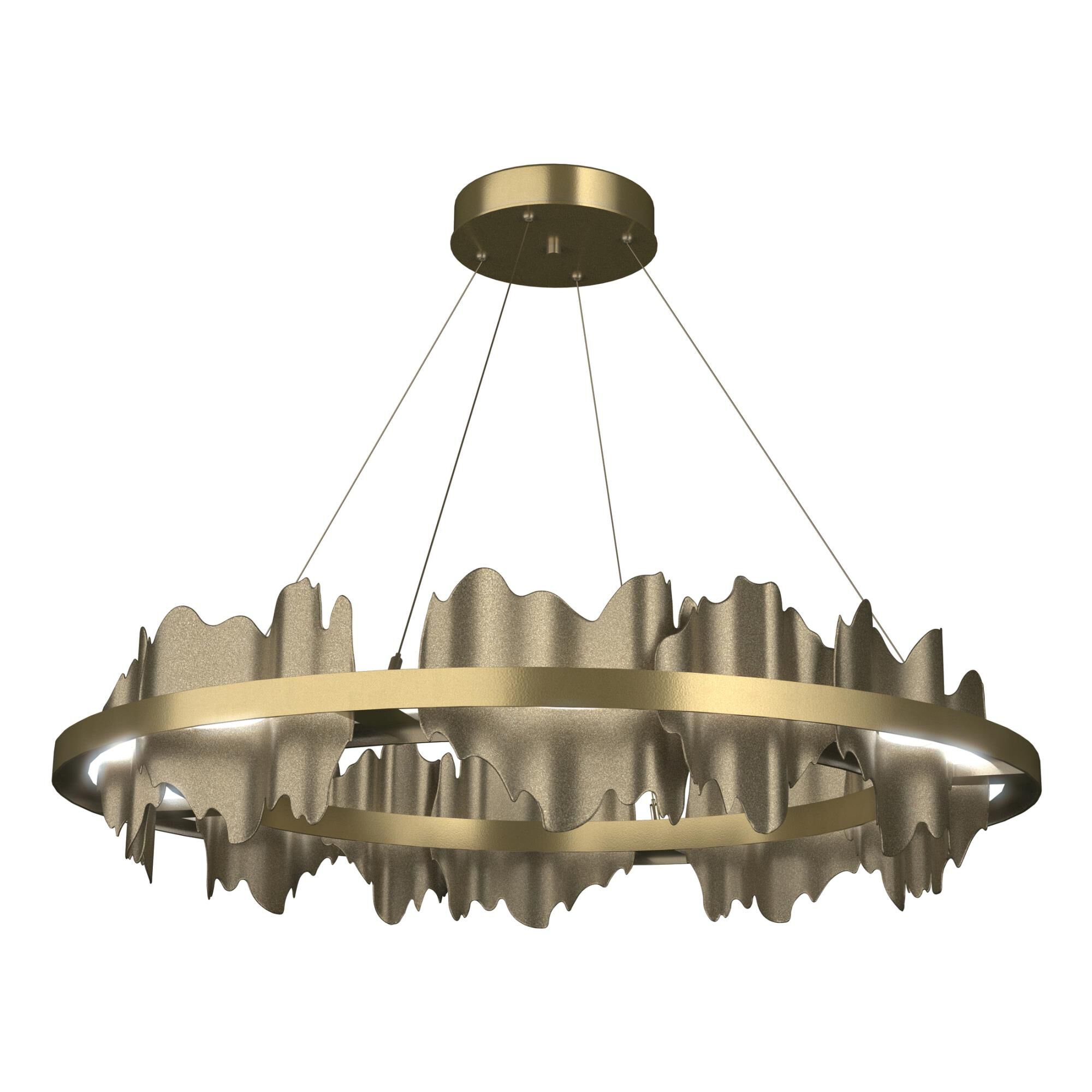 Shown in Modern Brass finish and Soft Gold accent