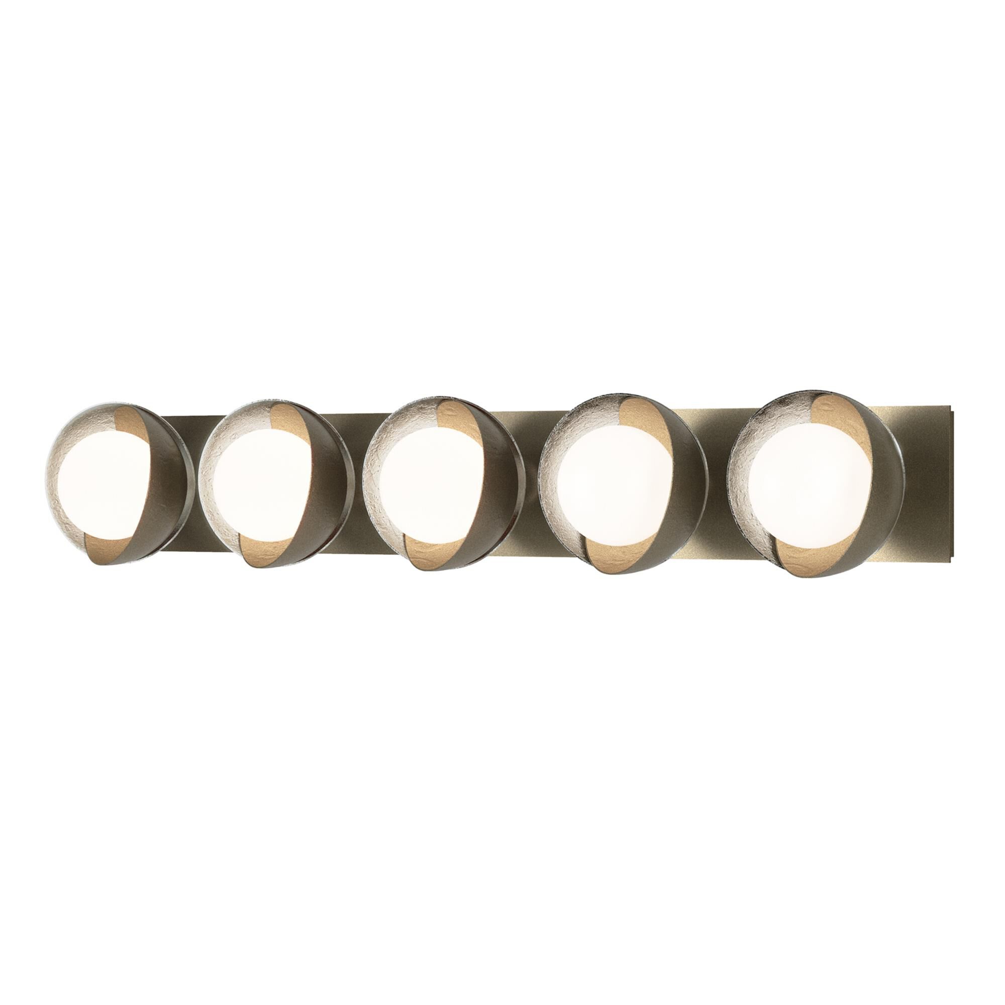Shown in Soft Gold finish and Opal glass and Sterling (85) accent