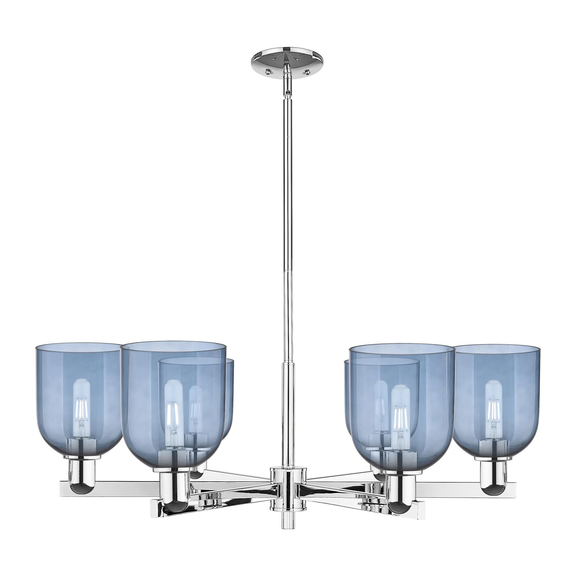 Shown in Polished Chrome finish and Blue glass