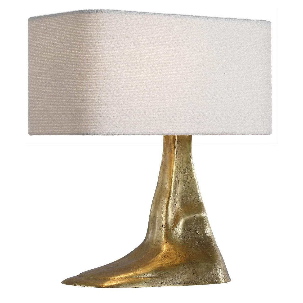 Shown in Museum Brass finish and Boucle Rectangle shade