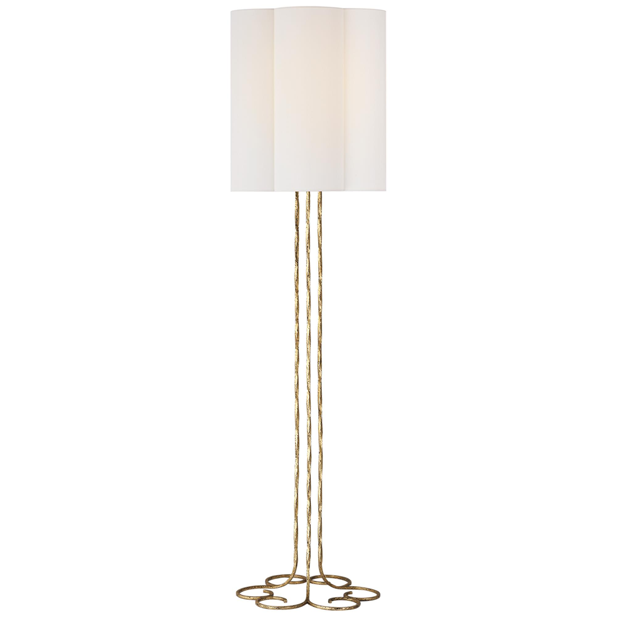 Shown in Gilded Iron finish and Linen Scallop shade