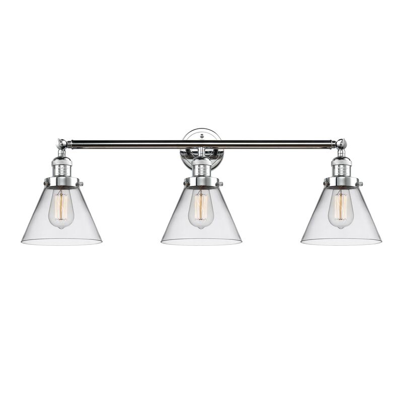 Bruno Marashlian Large Cone 32 Inch 3 Light Bath Vanity Light by Innovations Lighting