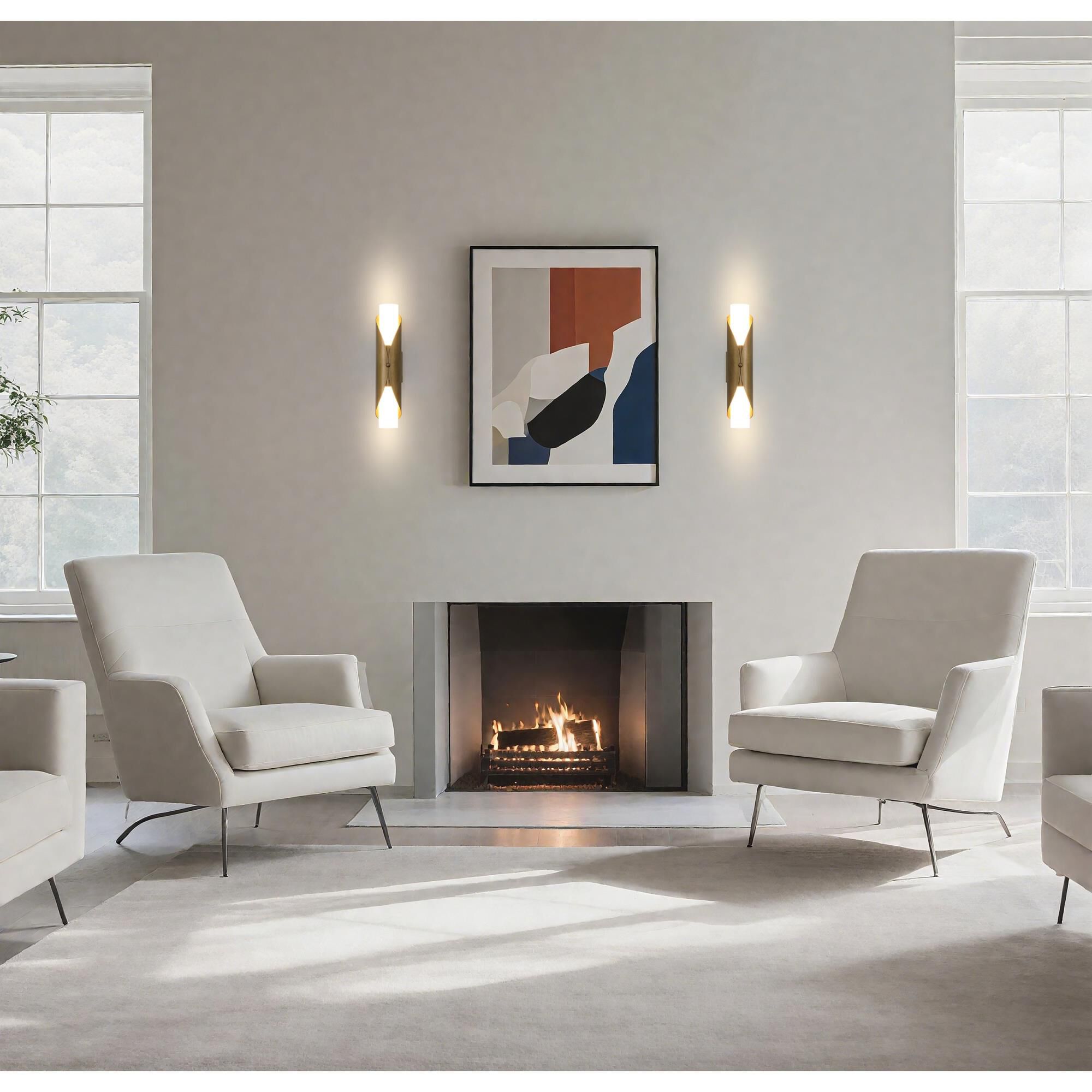 Shown in Natural Brass finish and Alabaster glass