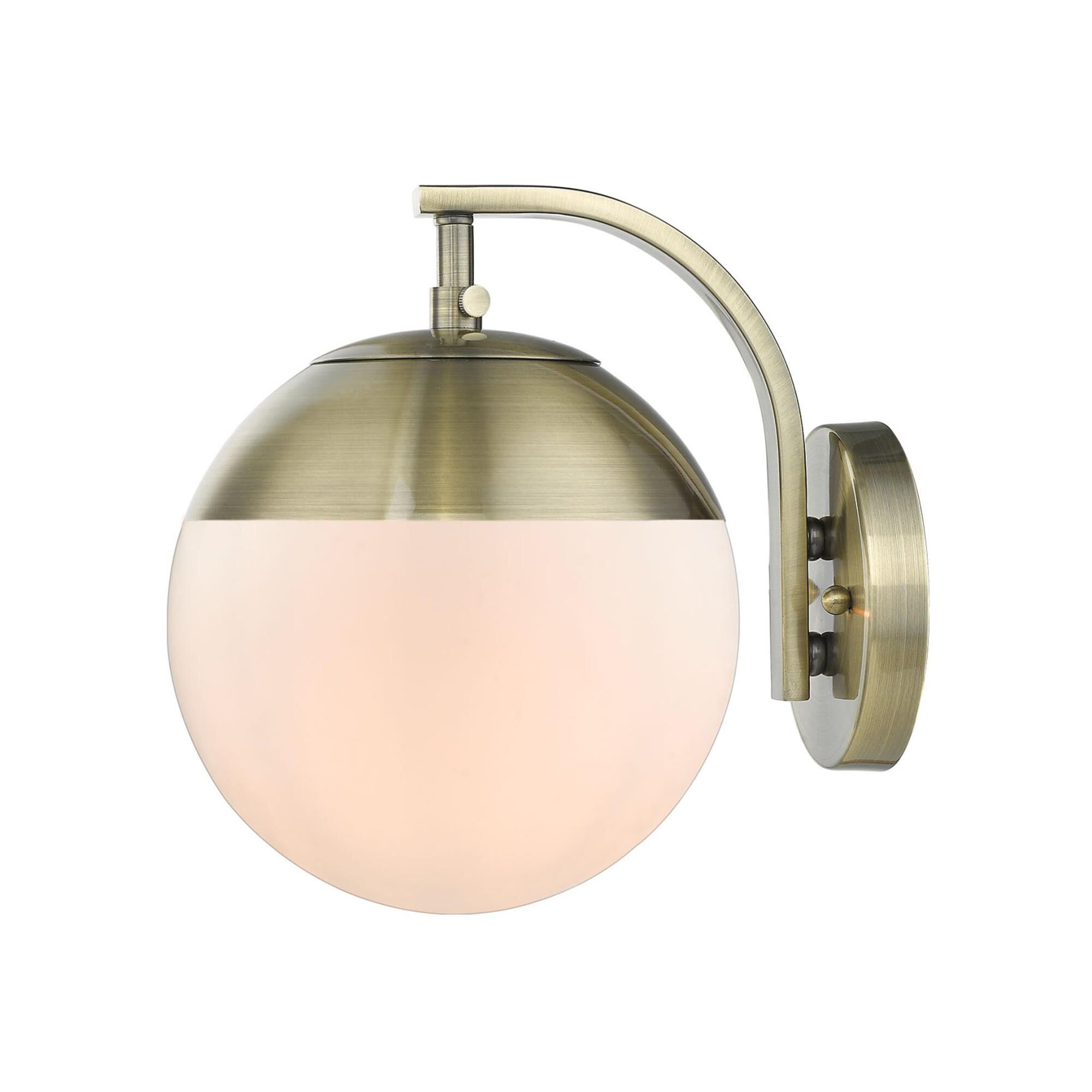 Shown in Aged Brass finish and Opal glass and Aged Brass accent